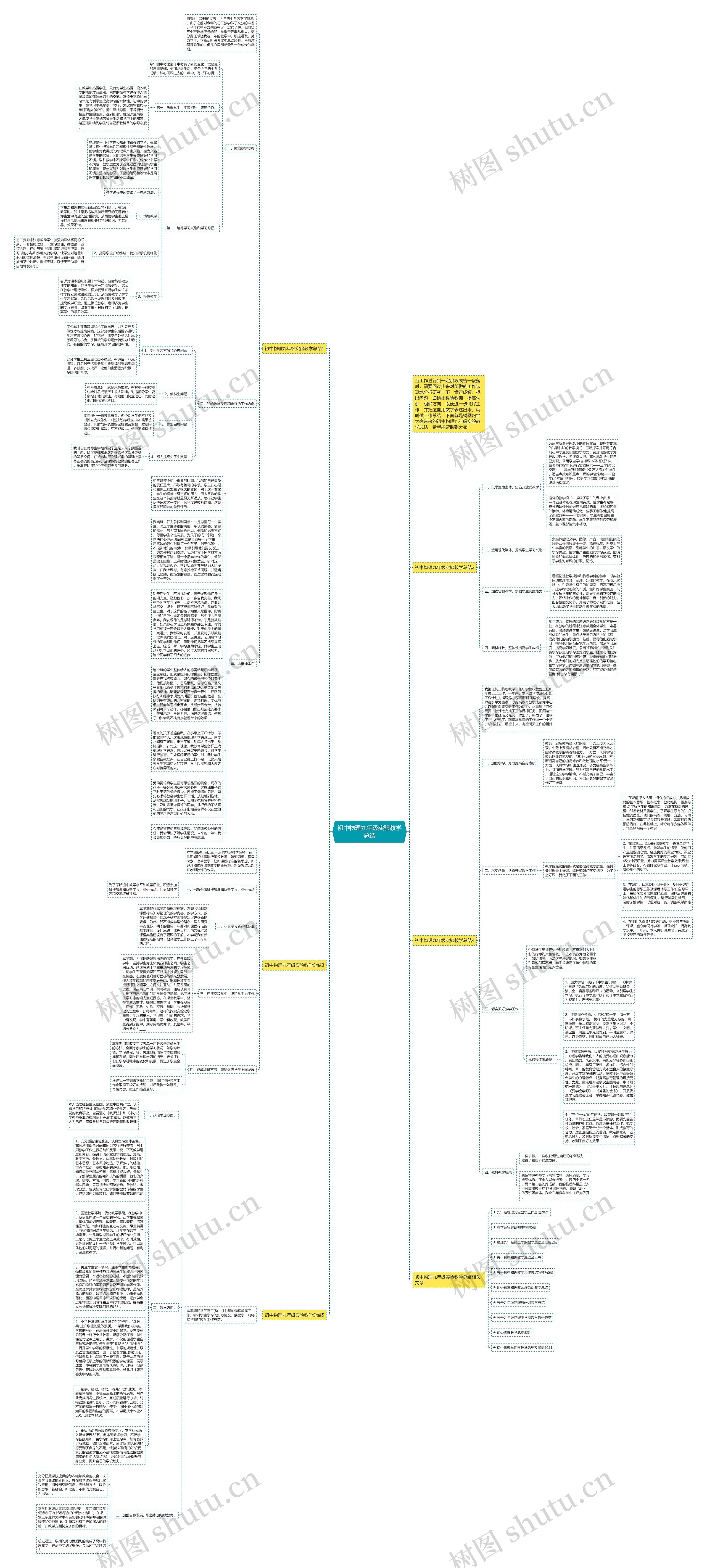 初中物理九年级实验教学总结思维导图
