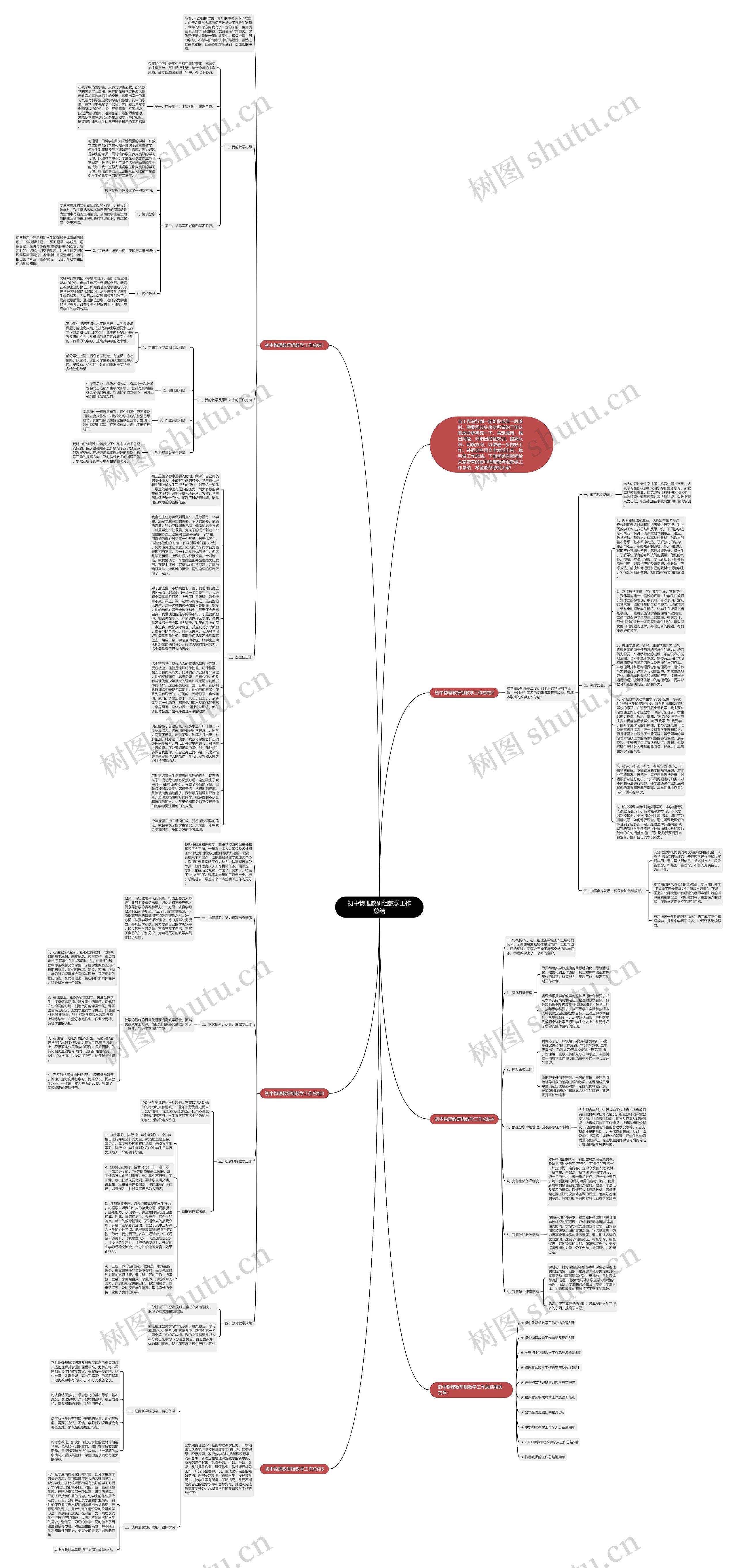 初中物理教研组教学工作总结思维导图