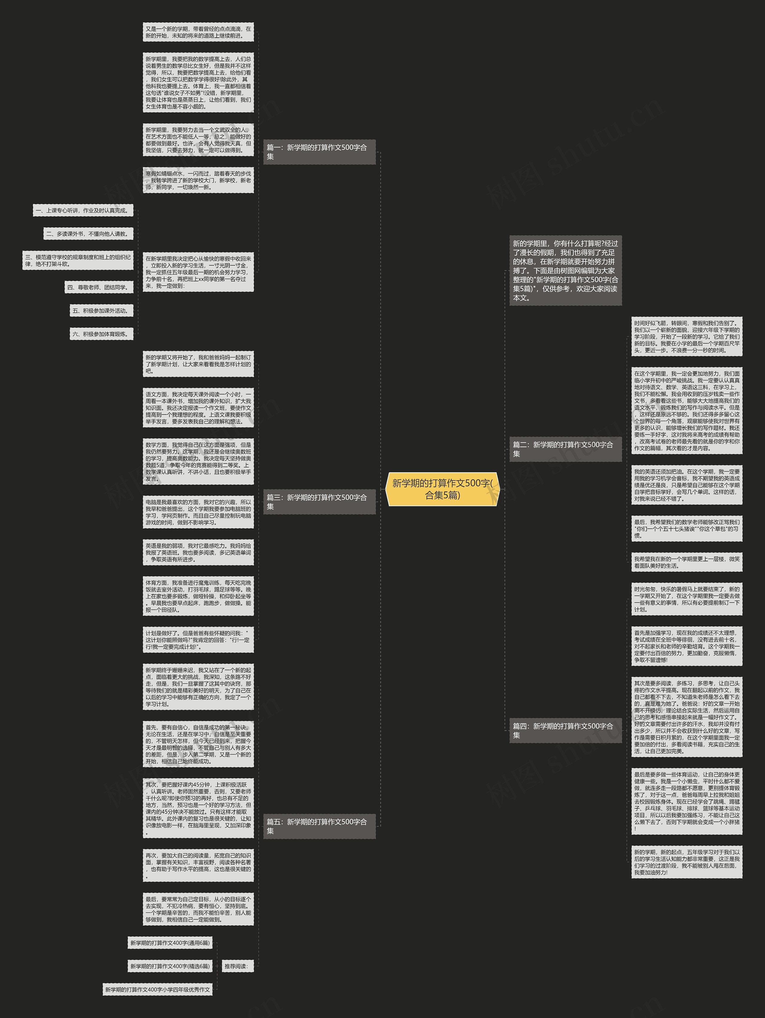 新学期的打算作文500字(合集5篇)思维导图