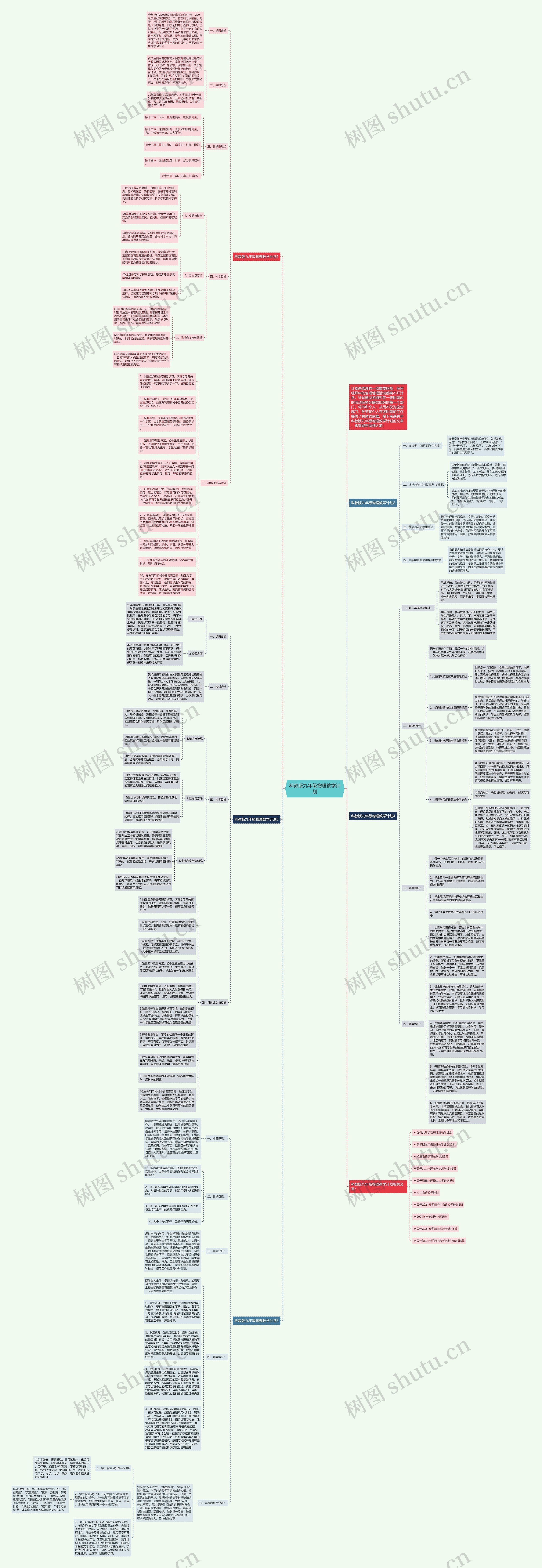 科教版九年级物理教学计划思维导图