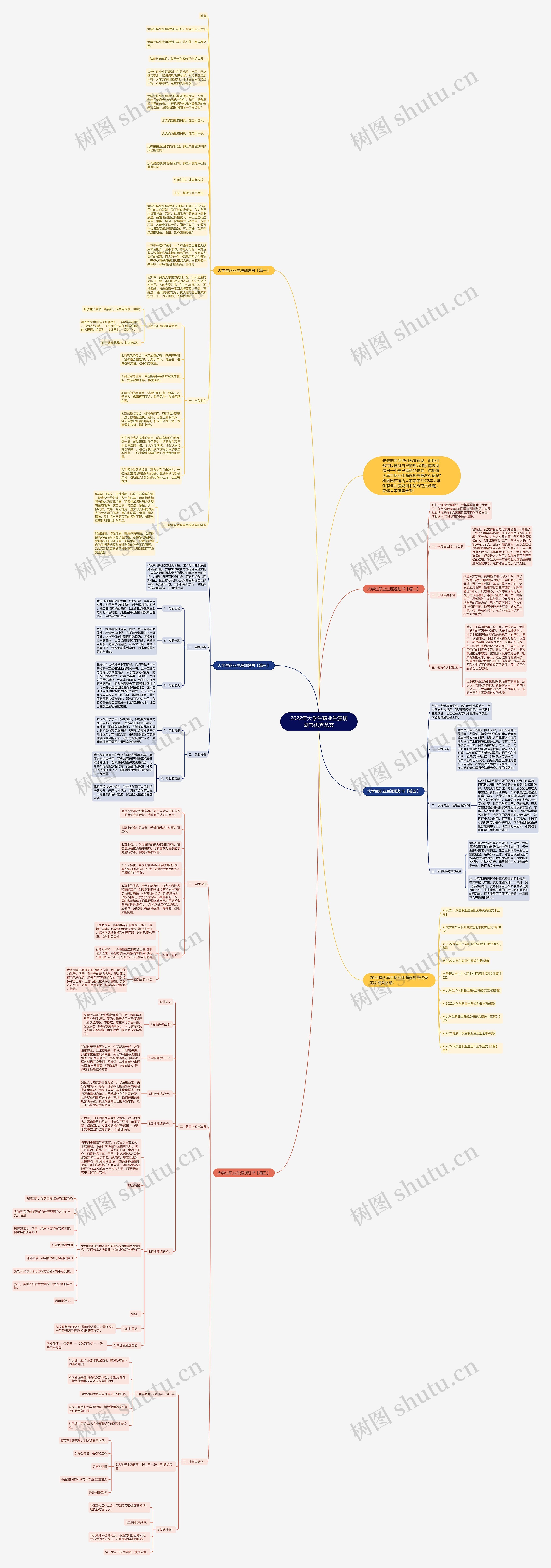 2022年大学生职业生涯规划书优秀范文思维导图