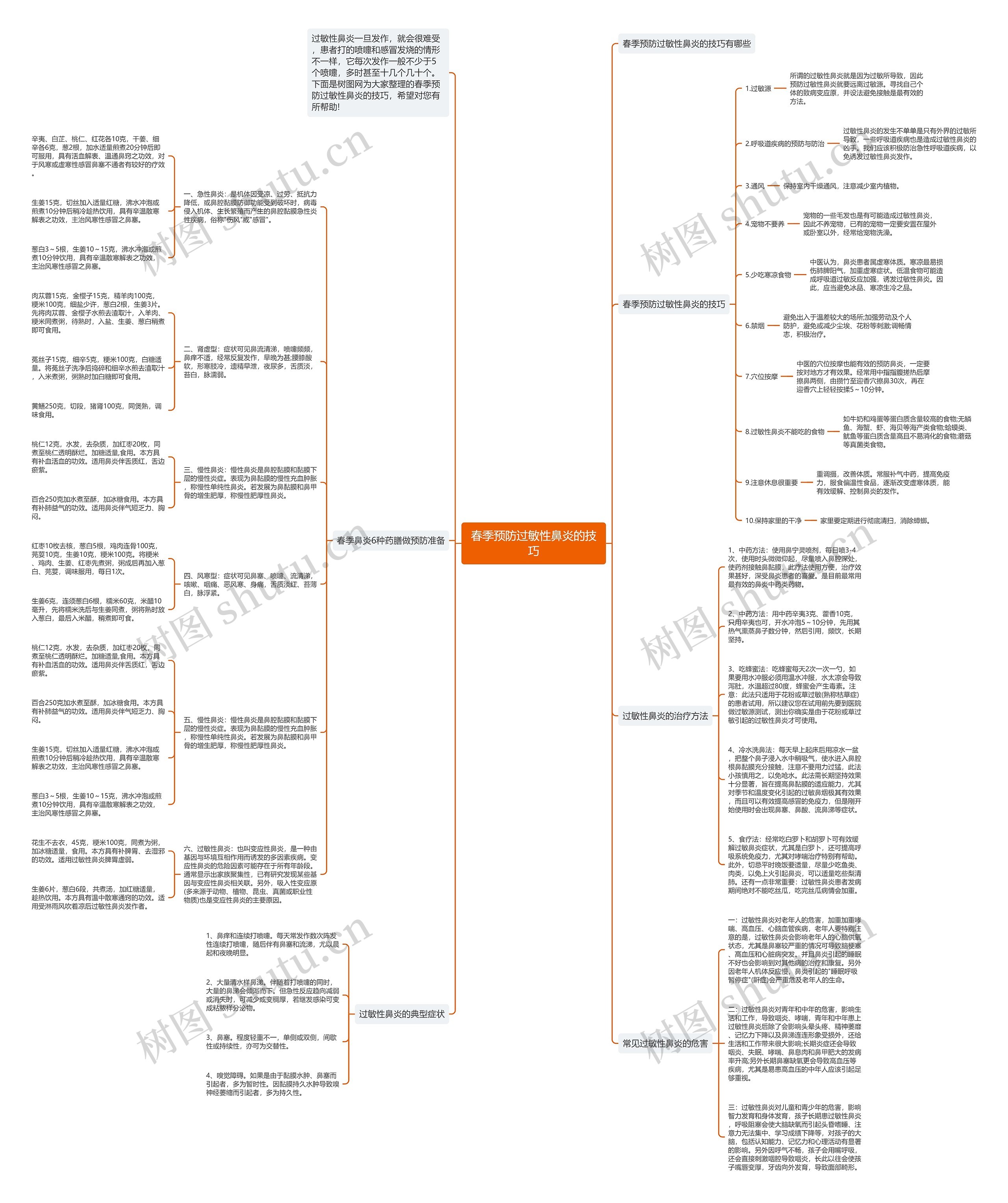 春季预防过敏性鼻炎的技巧思维导图