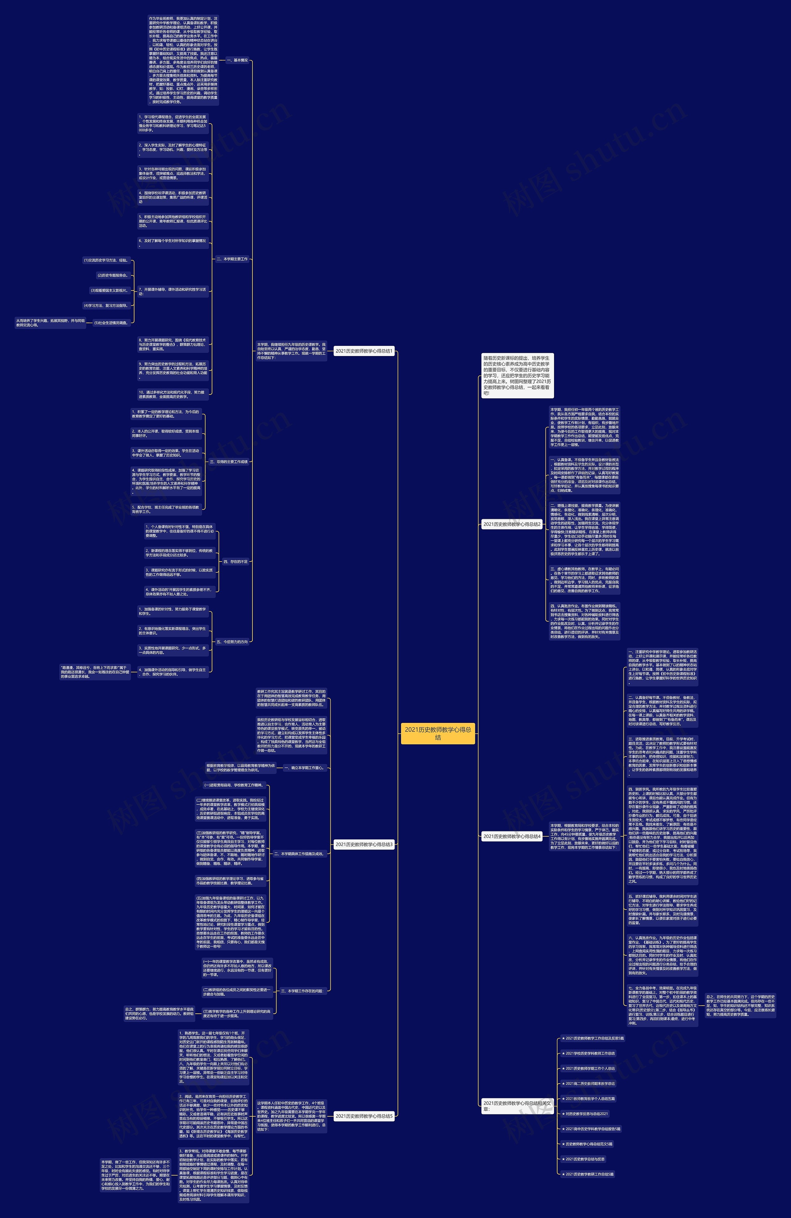 2021历史教师教学心得总结思维导图