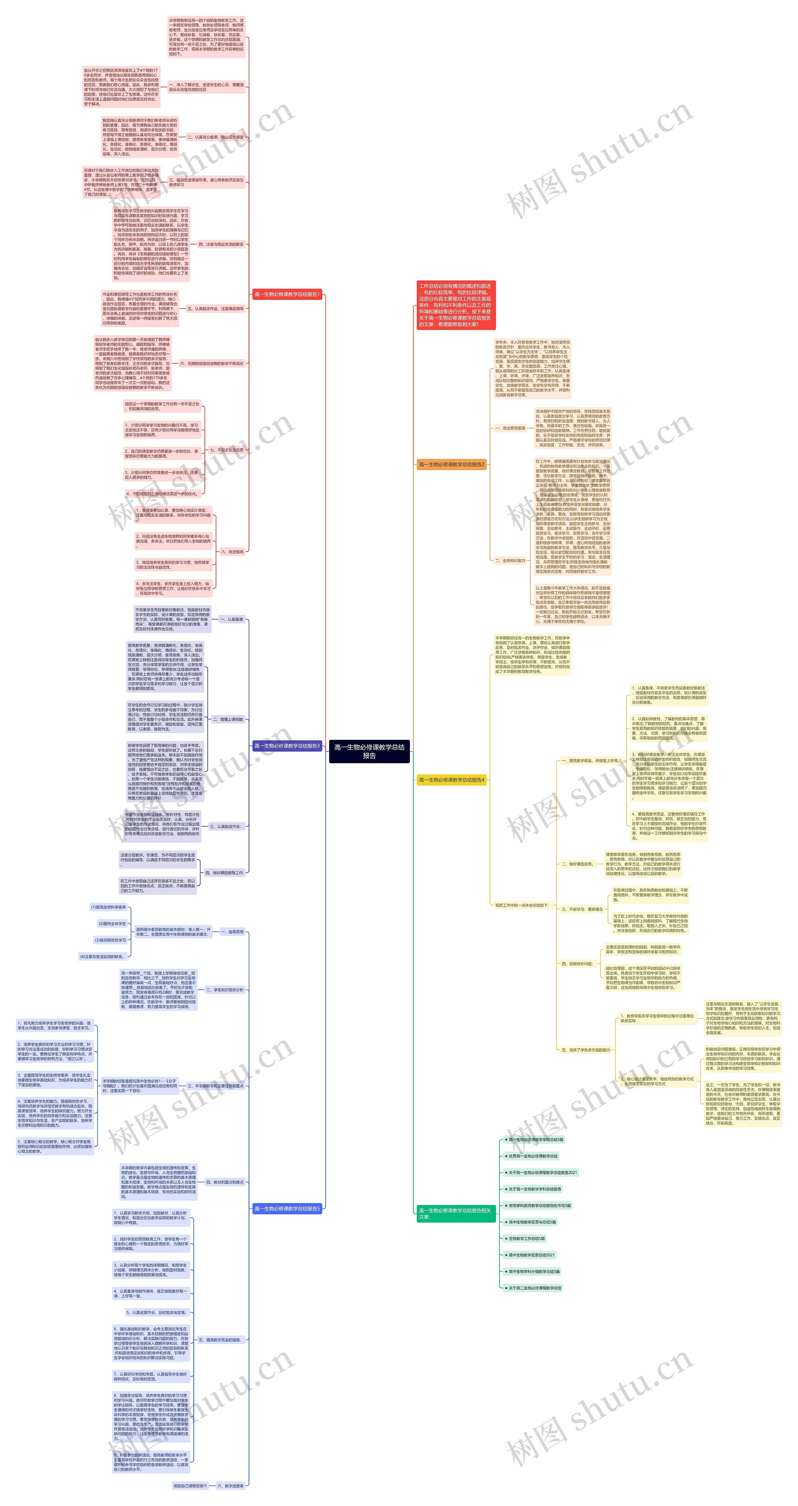 高一生物必修课教学总结报告思维导图