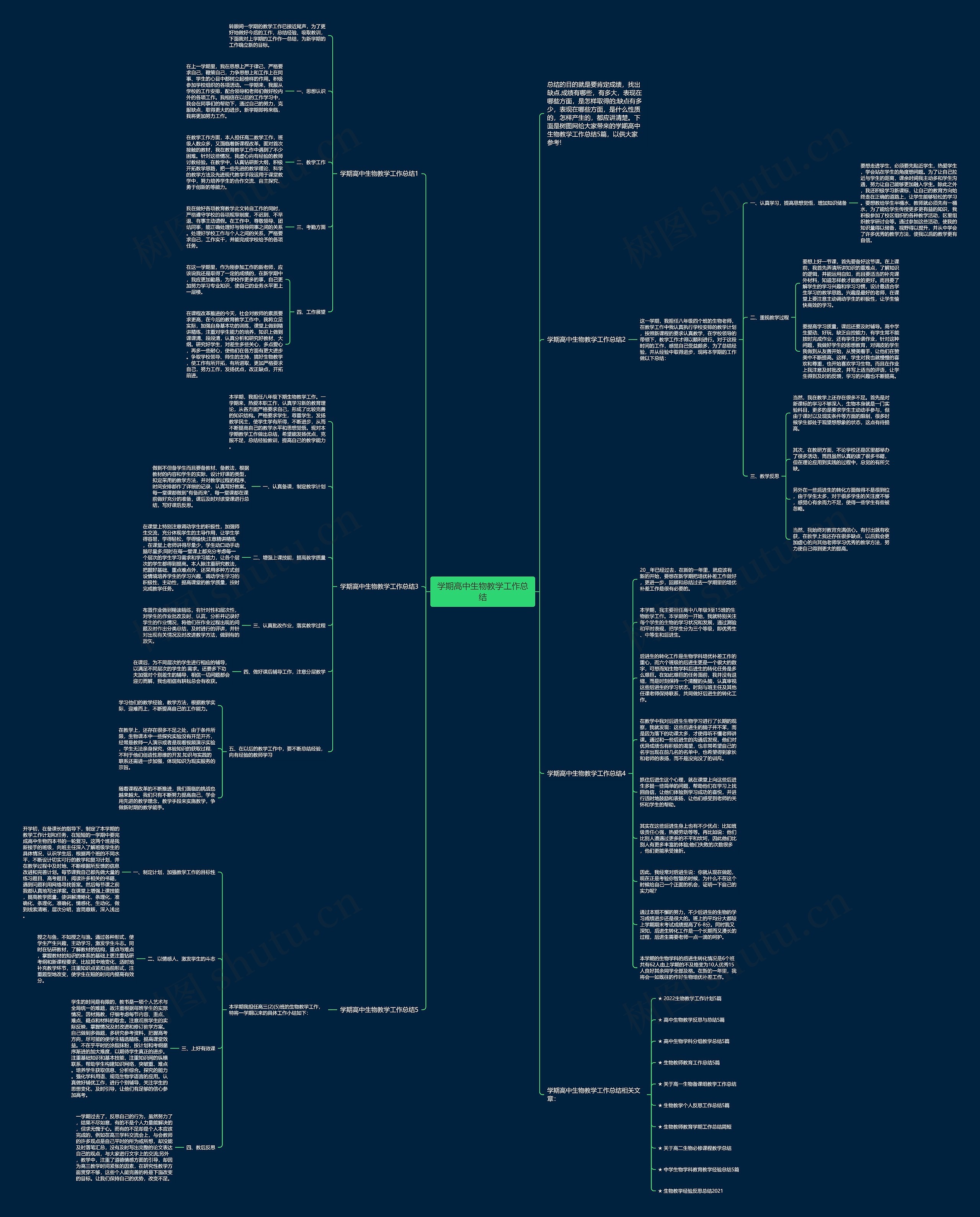 学期高中生物教学工作总结思维导图