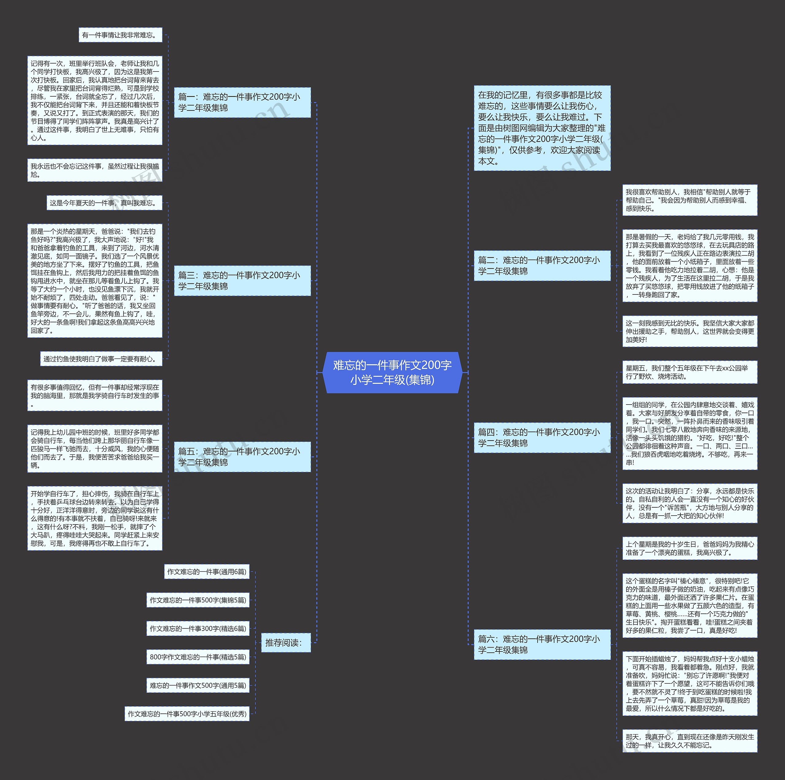 难忘的一件事作文200字小学二年级(集锦)思维导图
