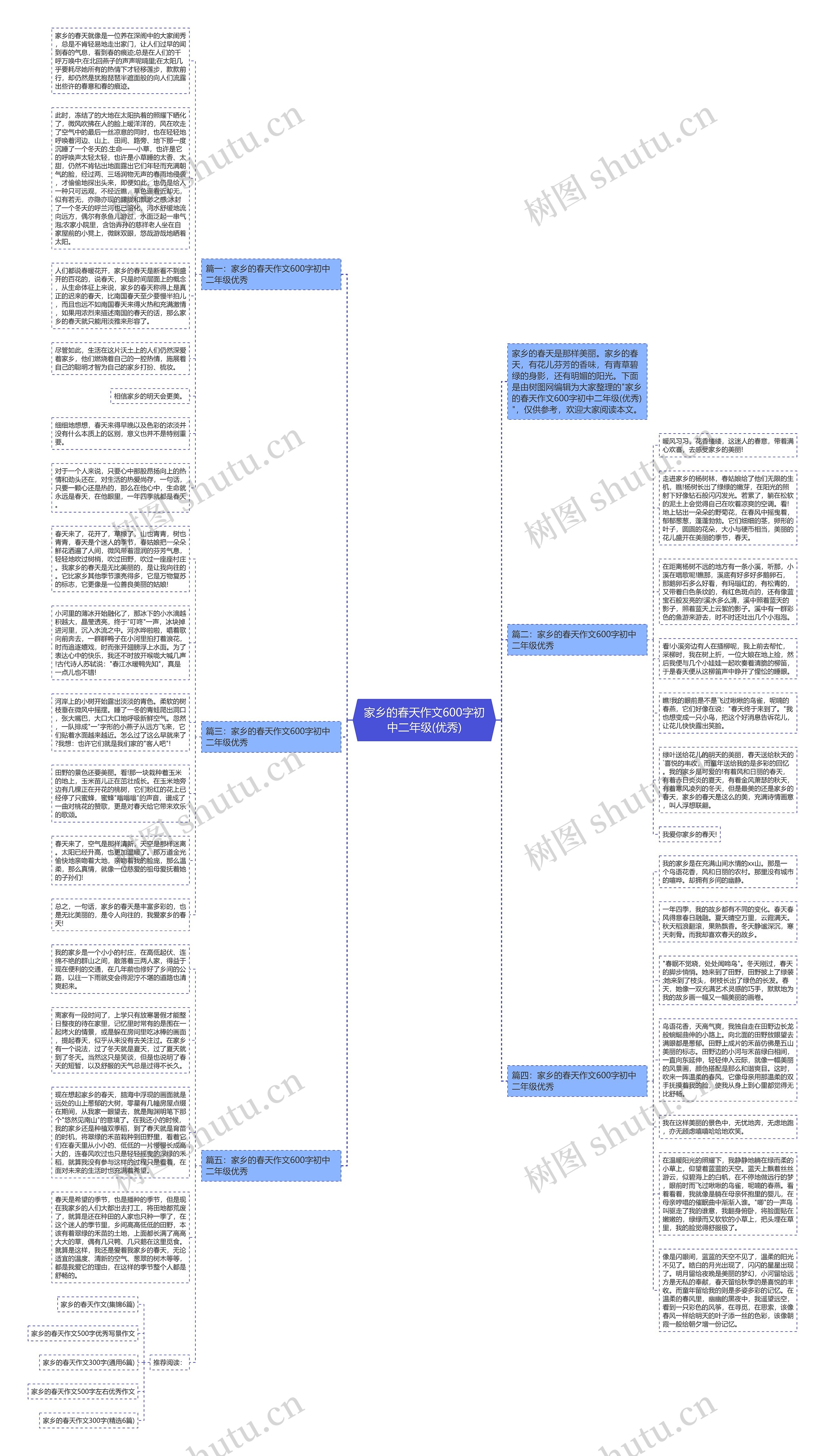 家乡的春天作文600字初中二年级(优秀)思维导图