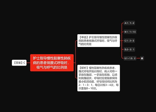 护士指导慢性阻塞性肺疾病的患者做腹式呼吸时，吸气与呼气的比例是