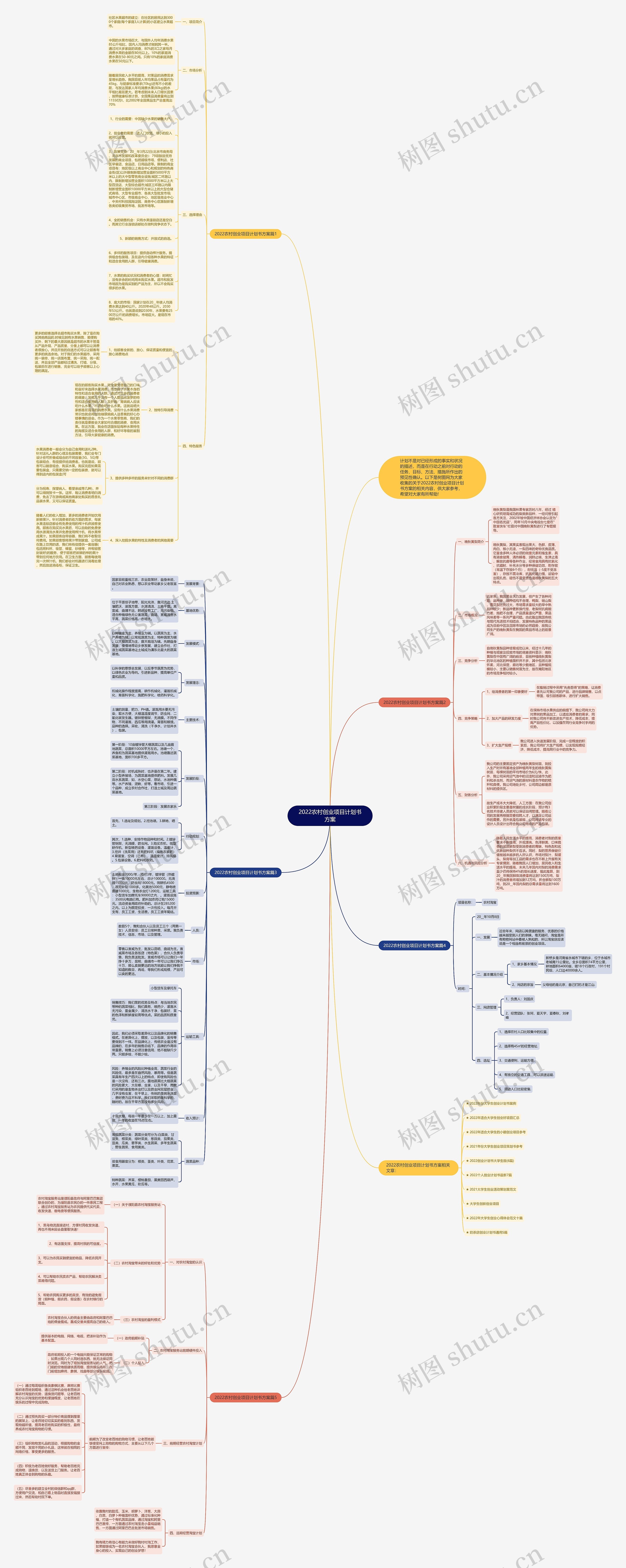 2022农村创业项目计划书方案思维导图