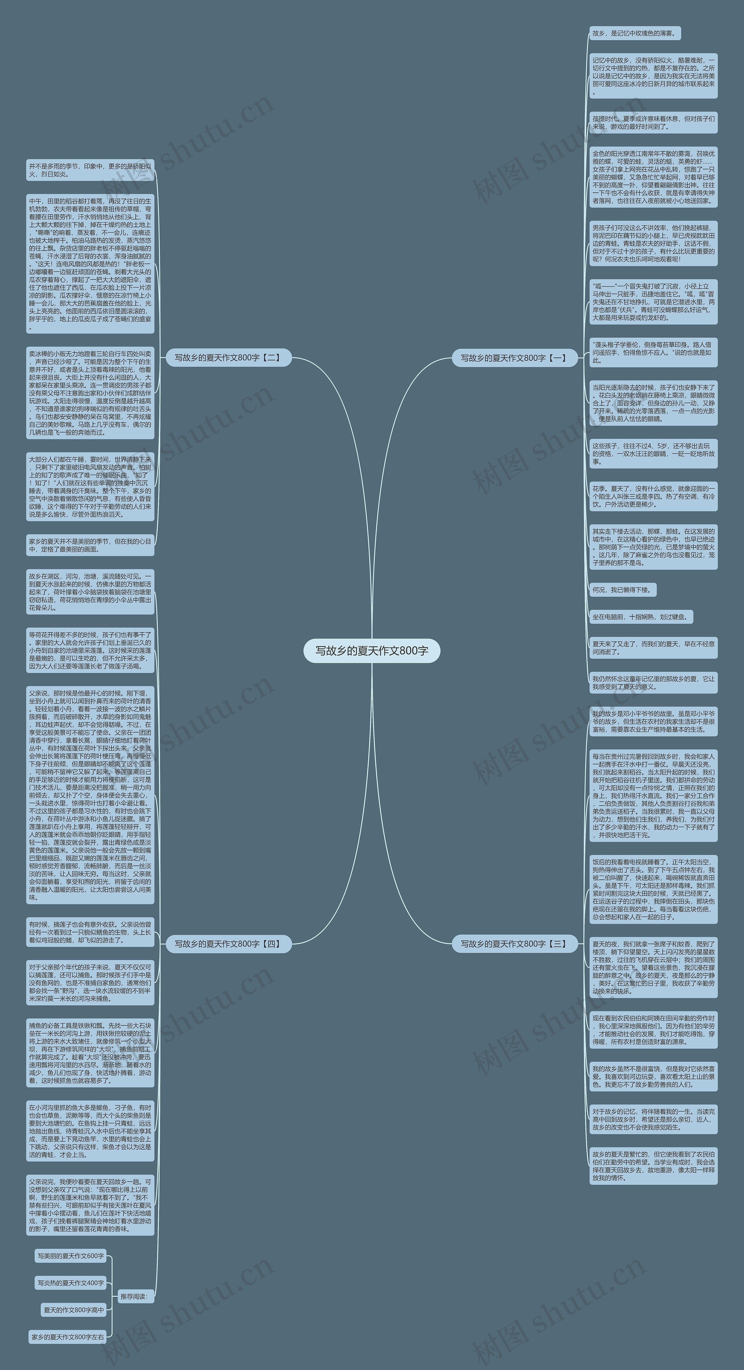 写故乡的夏天作文800字思维导图