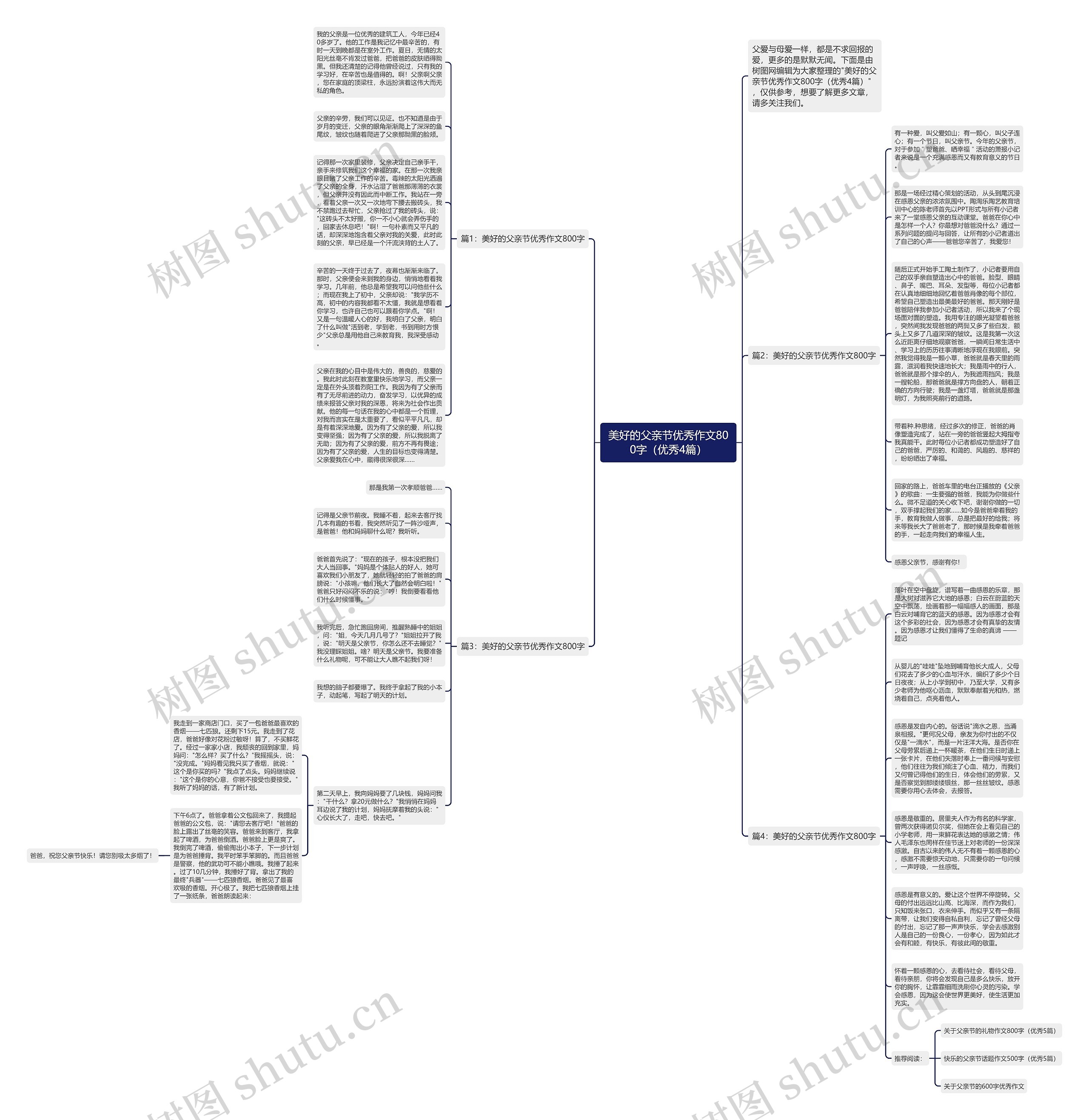 美好的父亲节优秀作文800字（优秀4篇）思维导图
