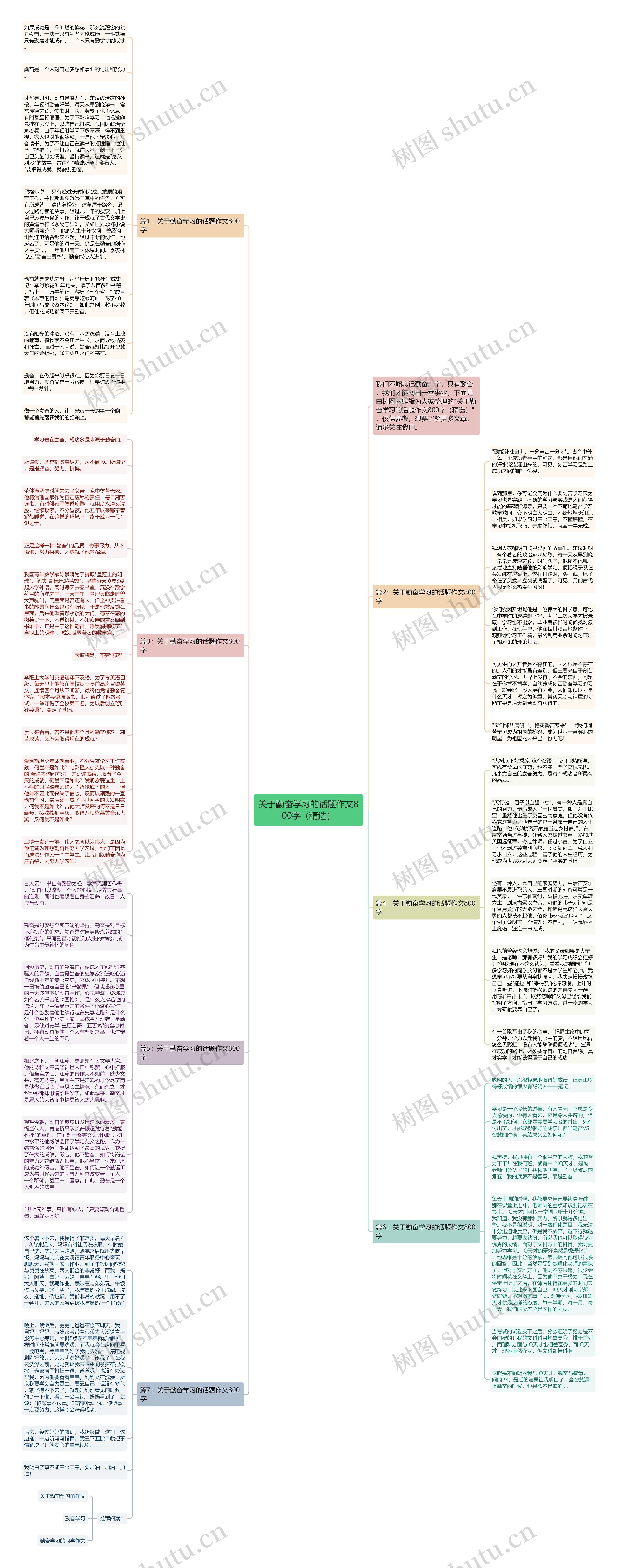 关于勤奋学习的话题作文800字（精选）思维导图