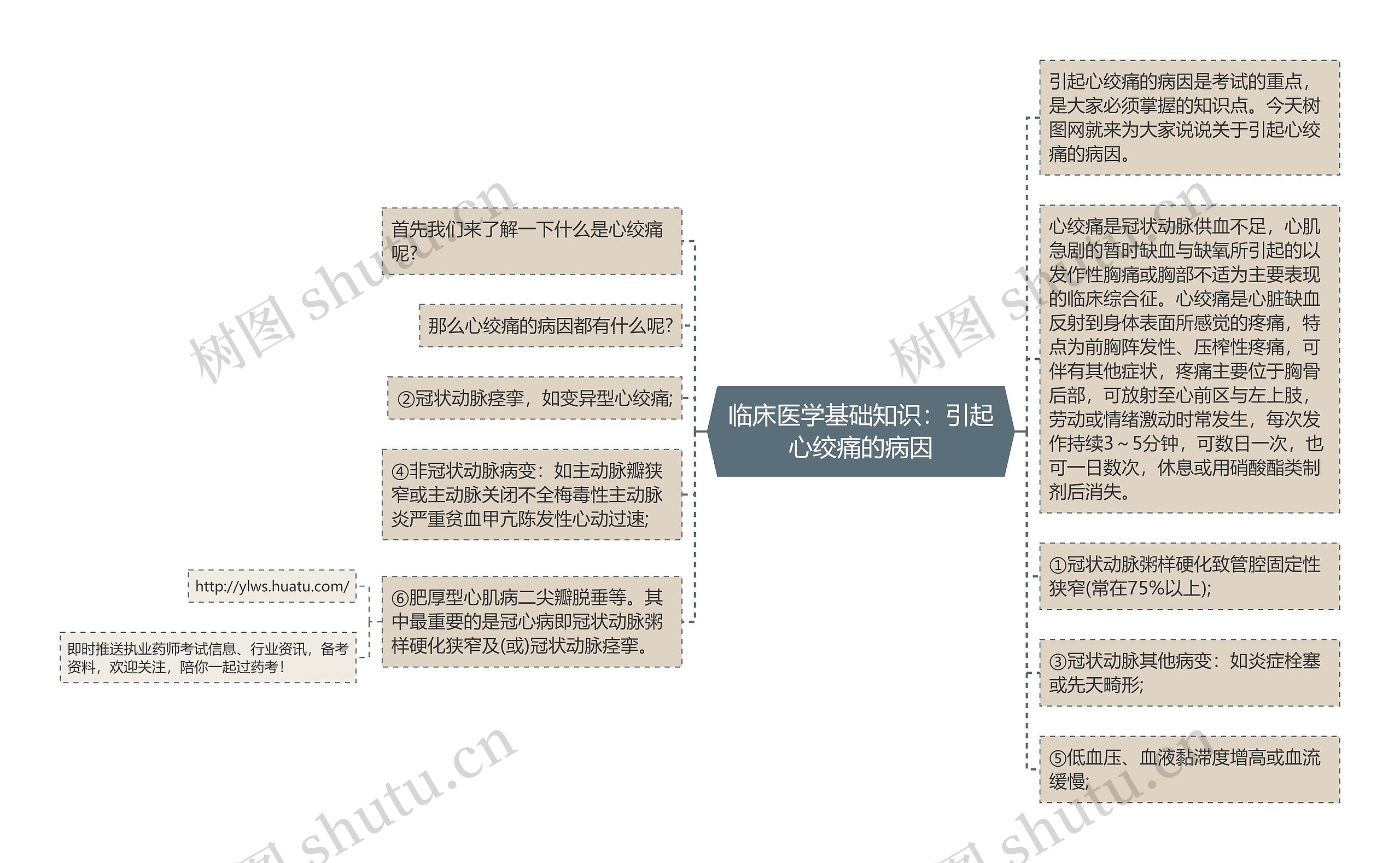 临床医学基础知识：引起心绞痛的病因思维导图