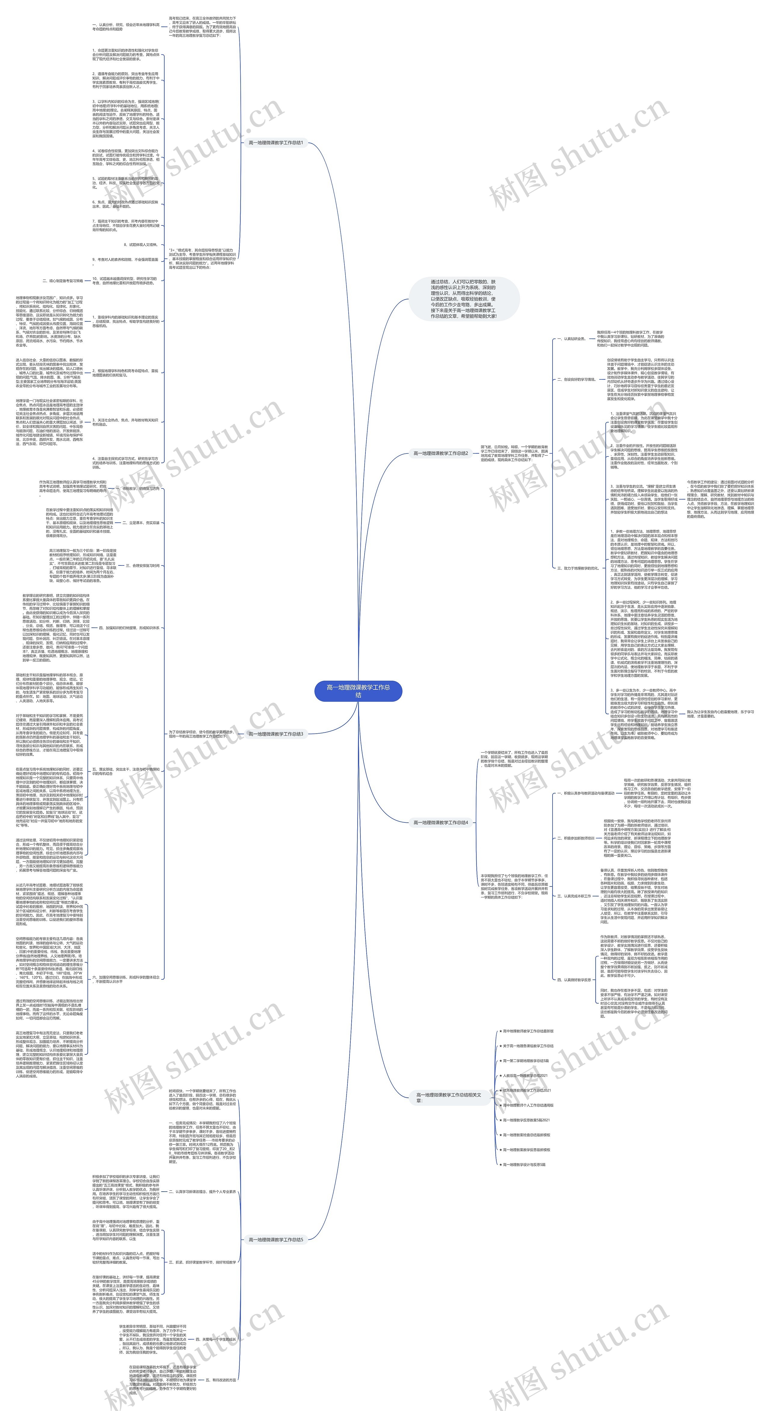高一地理微课教学工作总结思维导图