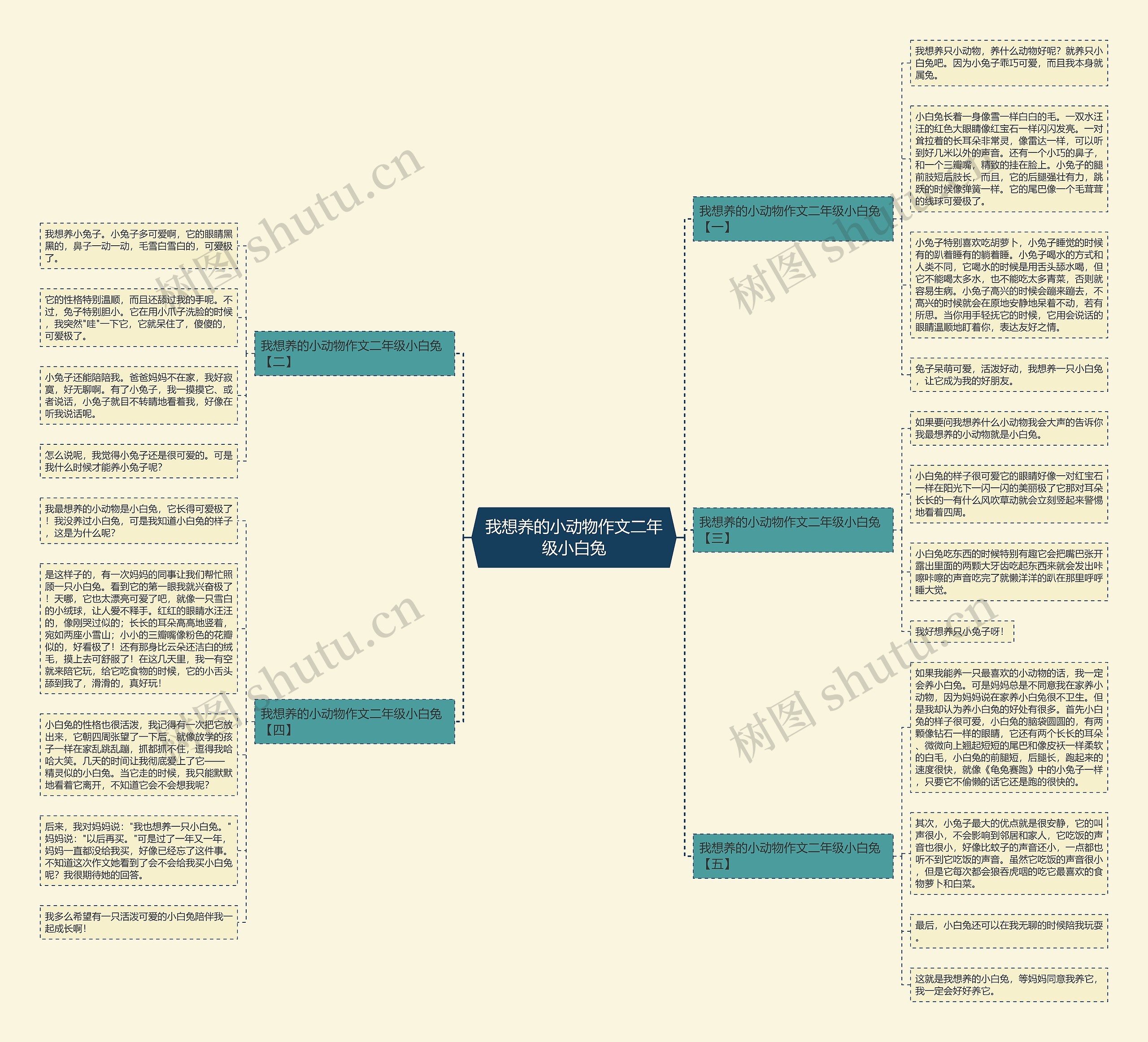 我想养的小动物作文二年级小白兔思维导图