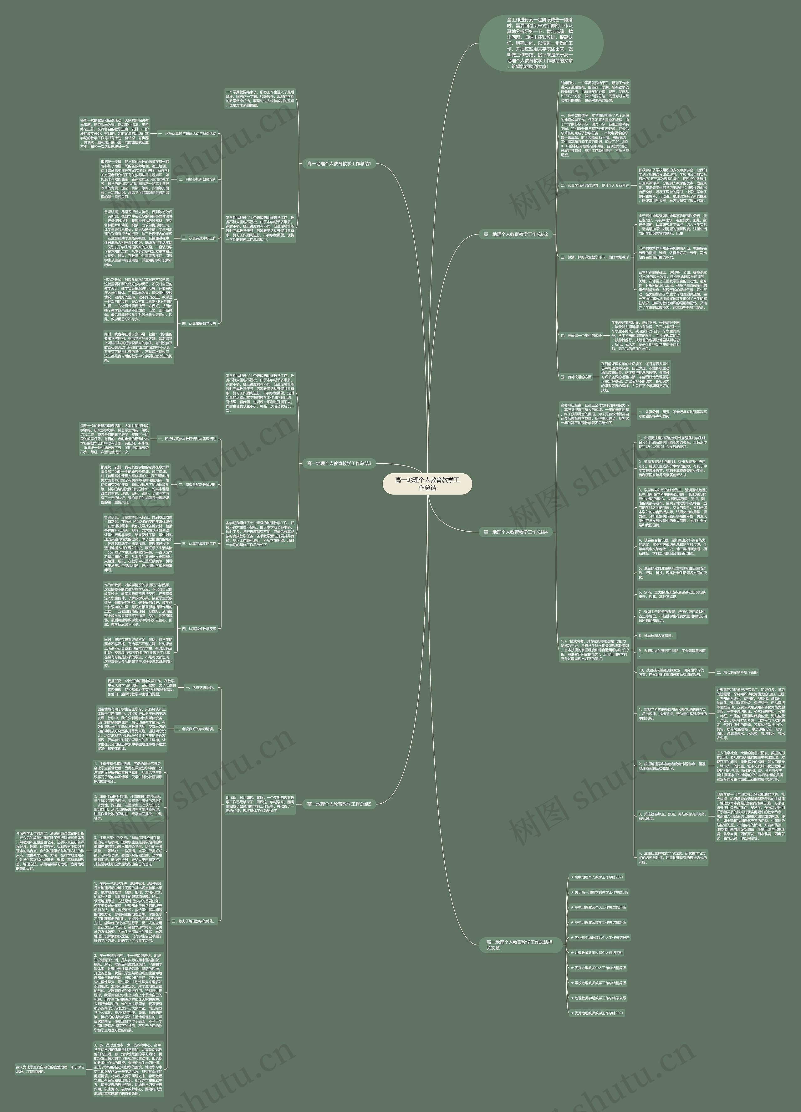 高一地理个人教育教学工作总结思维导图