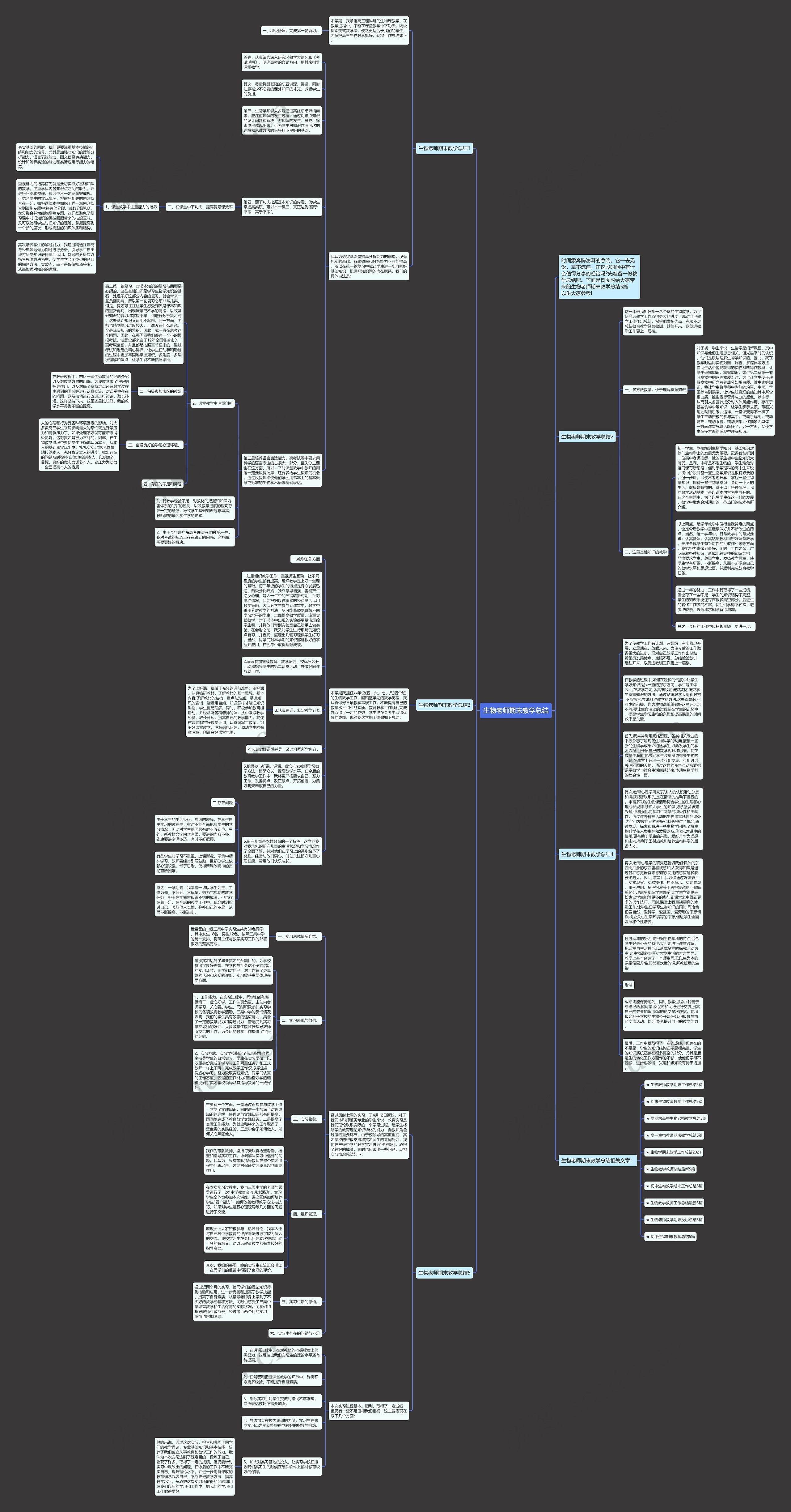 生物老师期末教学总结思维导图
