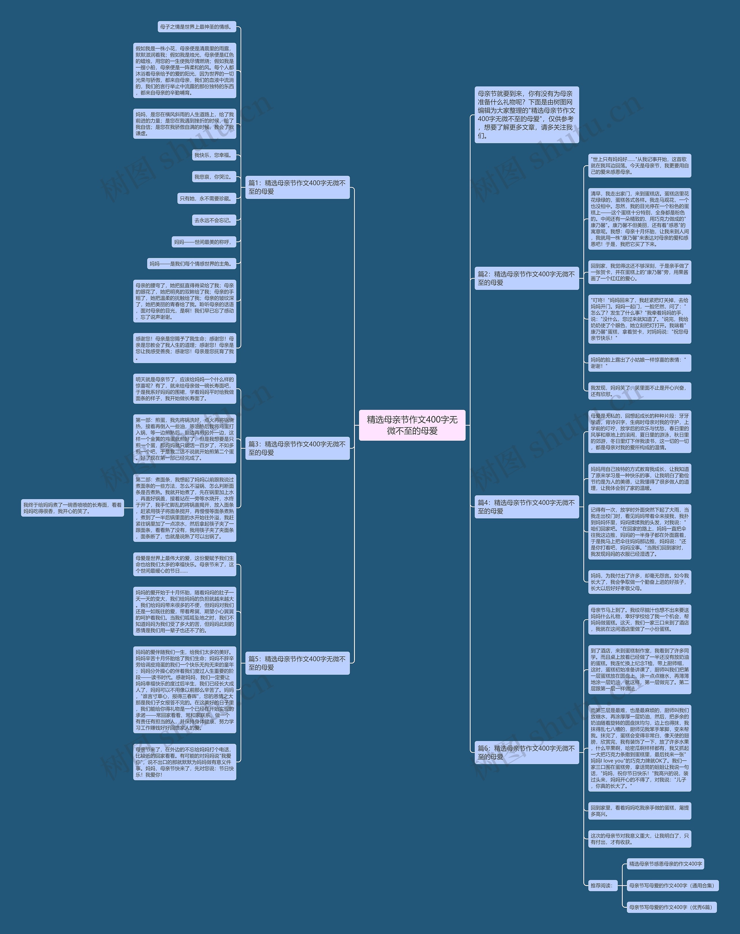 精选母亲节作文400字无微不至的母爱思维导图