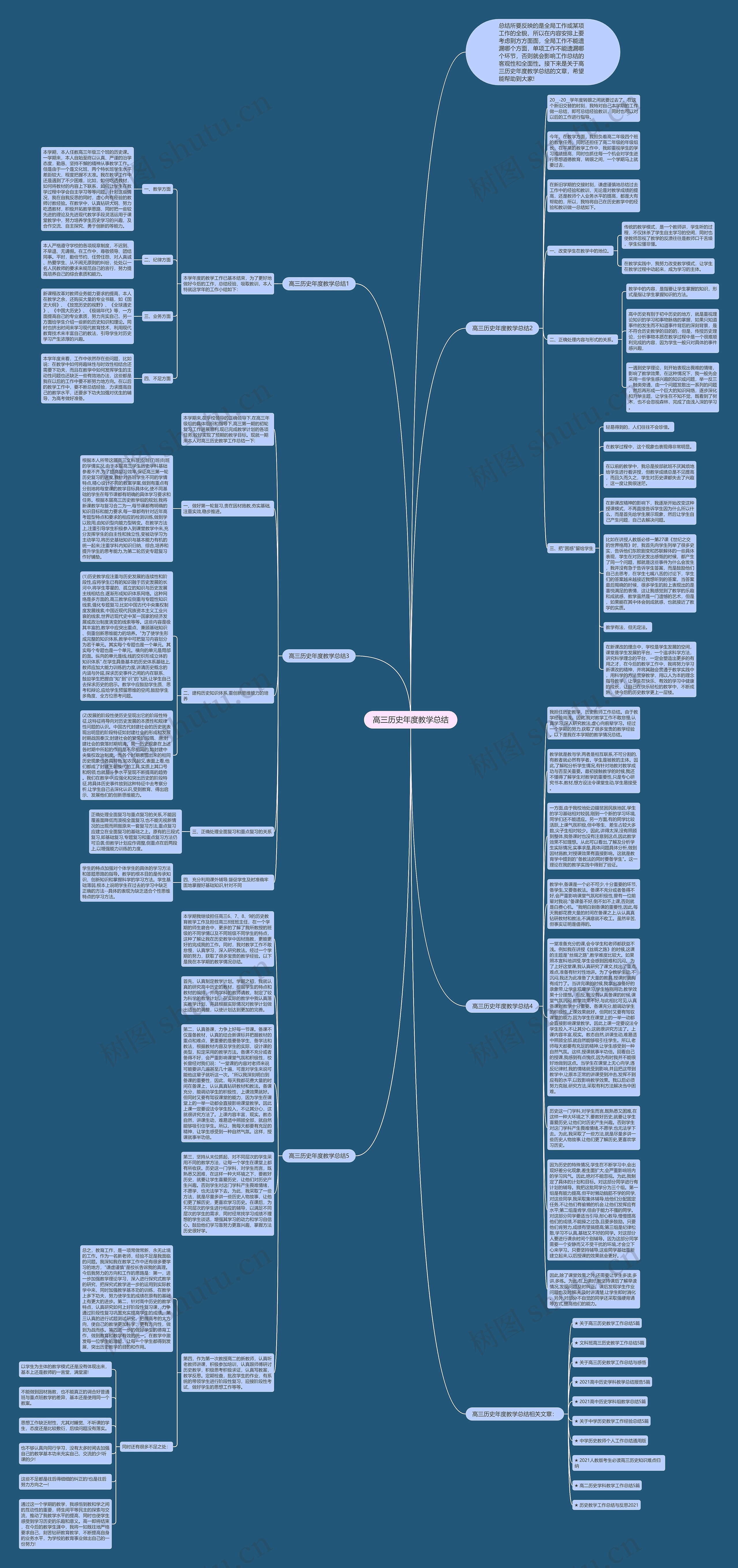 高三历史年度教学总结思维导图