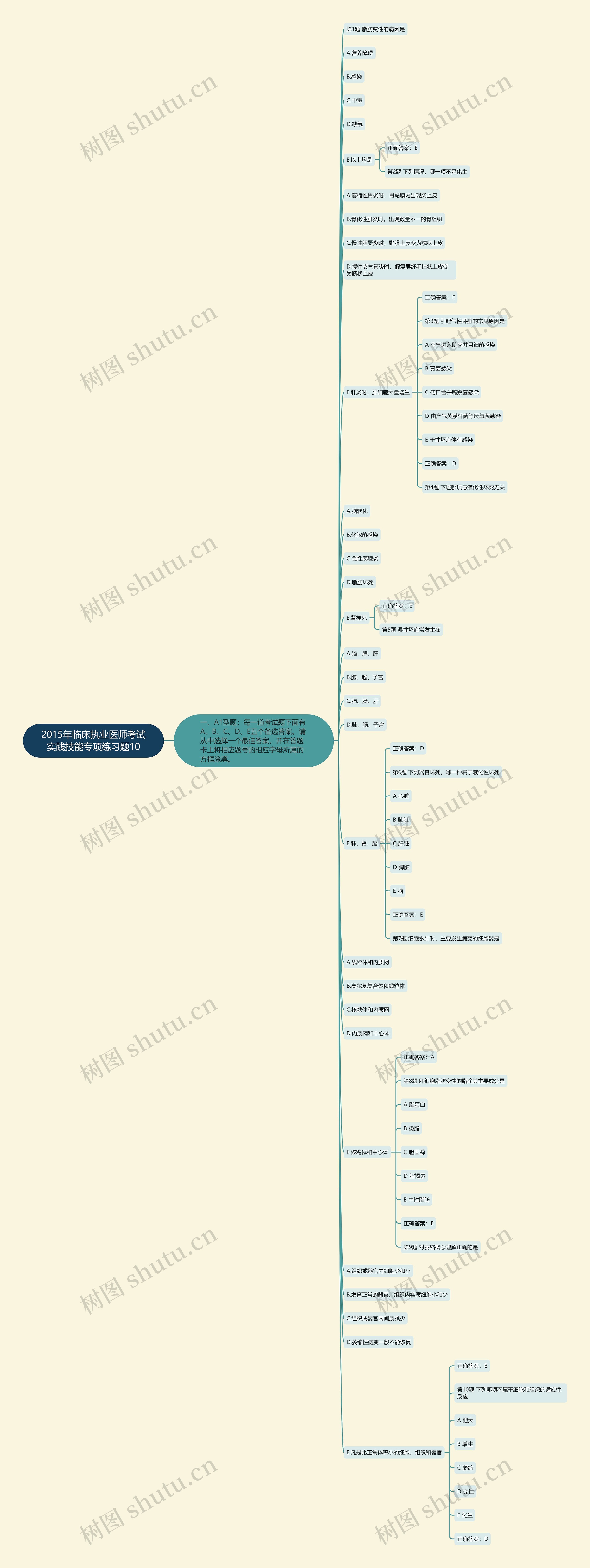2015年临床执业医师考试实践技能专项练习题10思维导图
