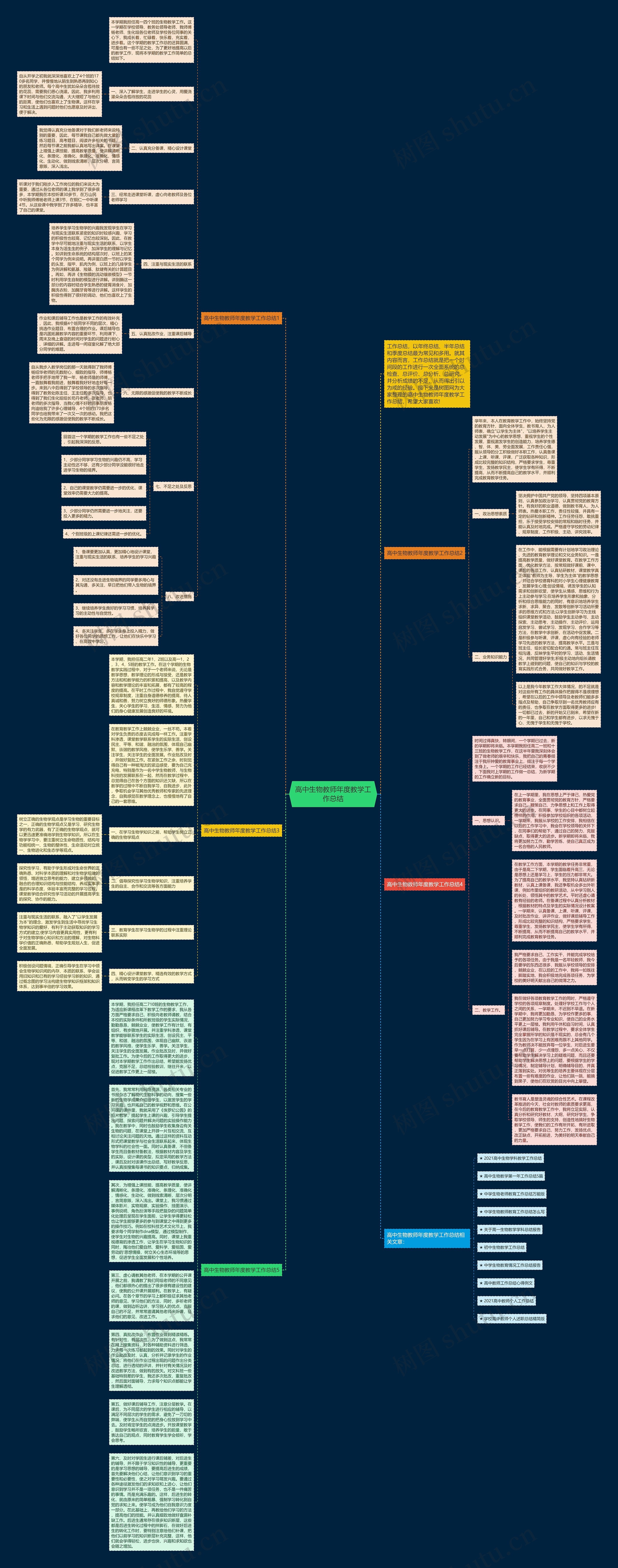 高中生物教师年度教学工作总结思维导图