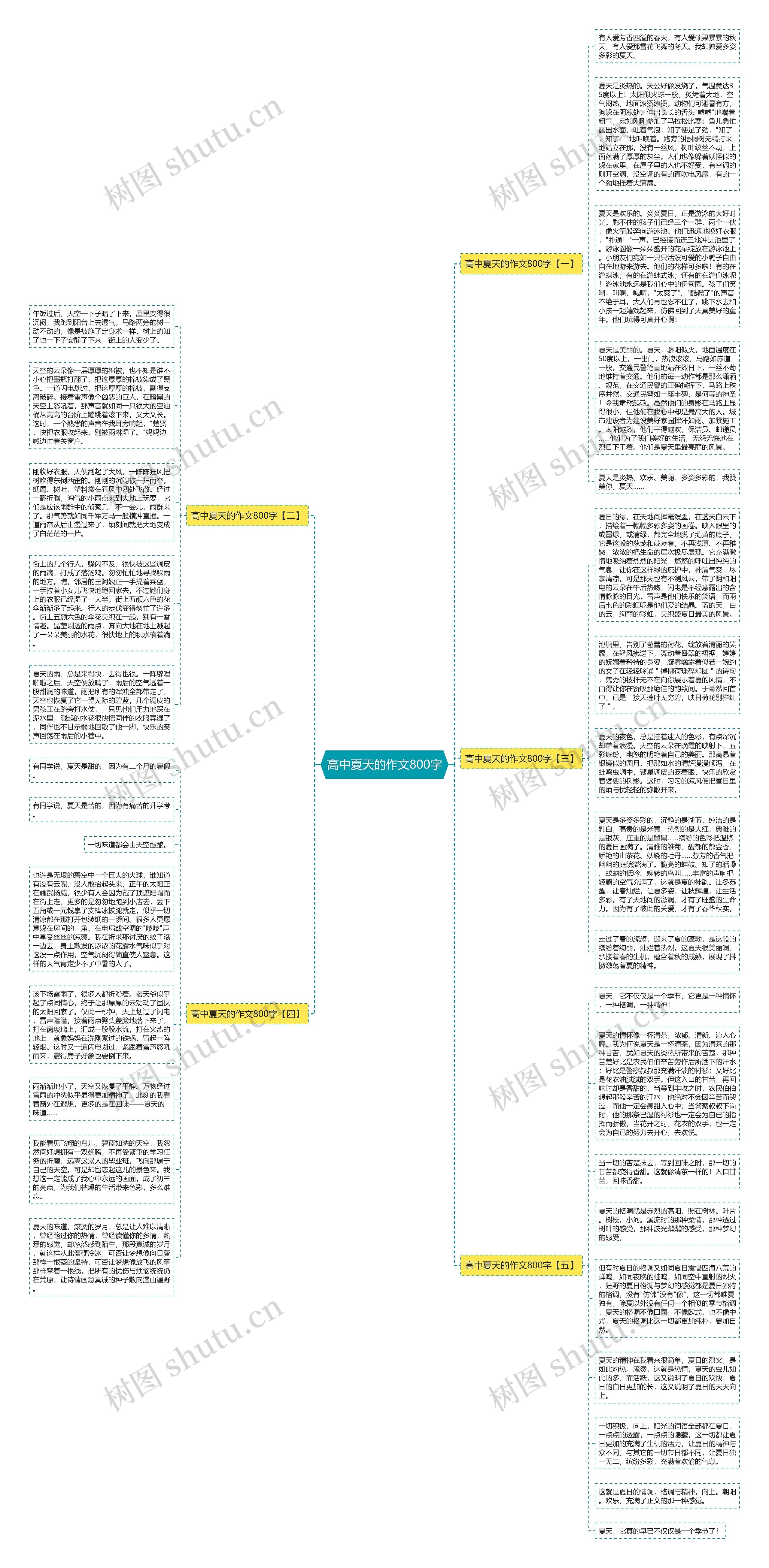 高中夏天的作文800字思维导图