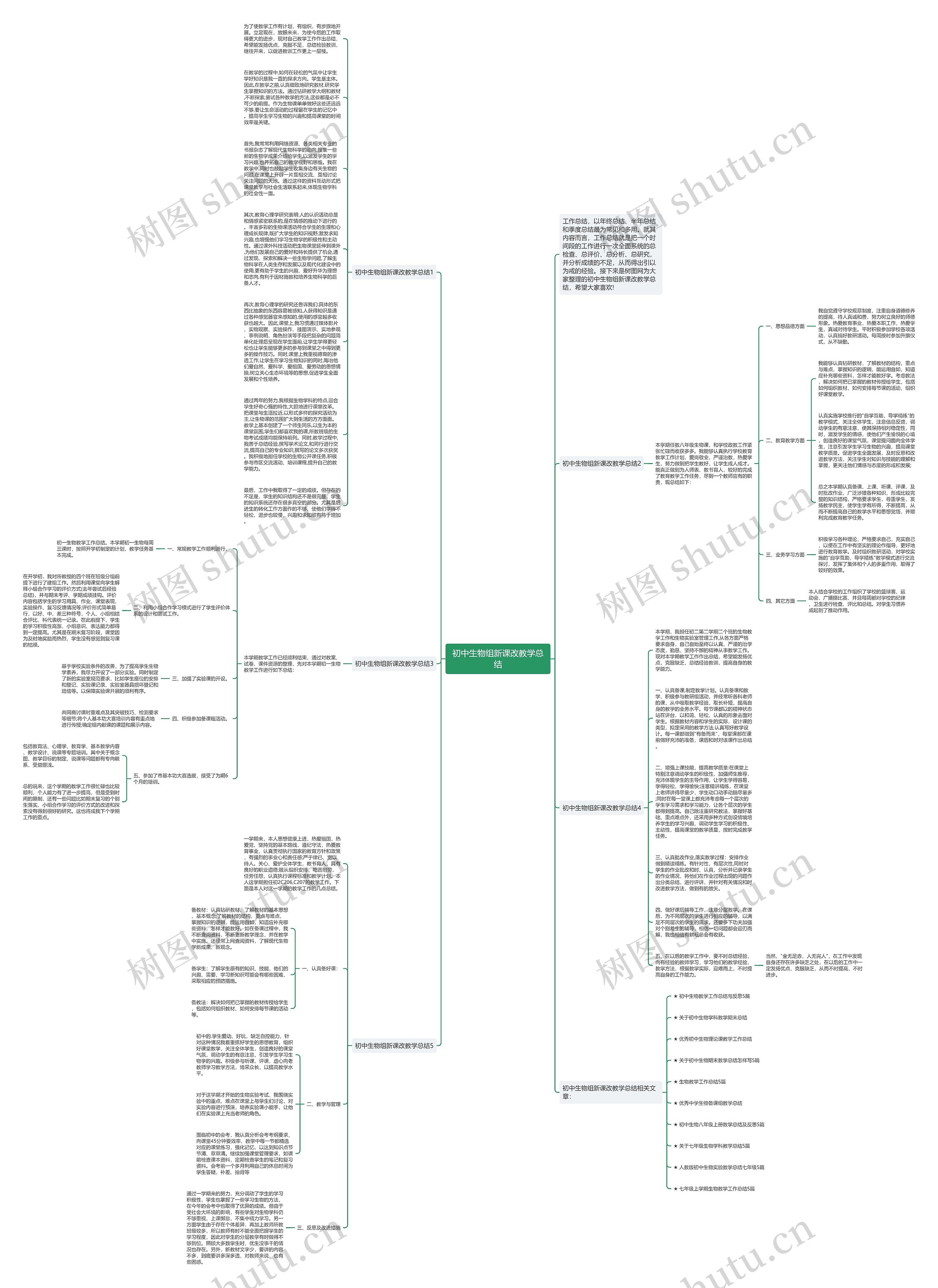 初中生物组新课改教学总结思维导图