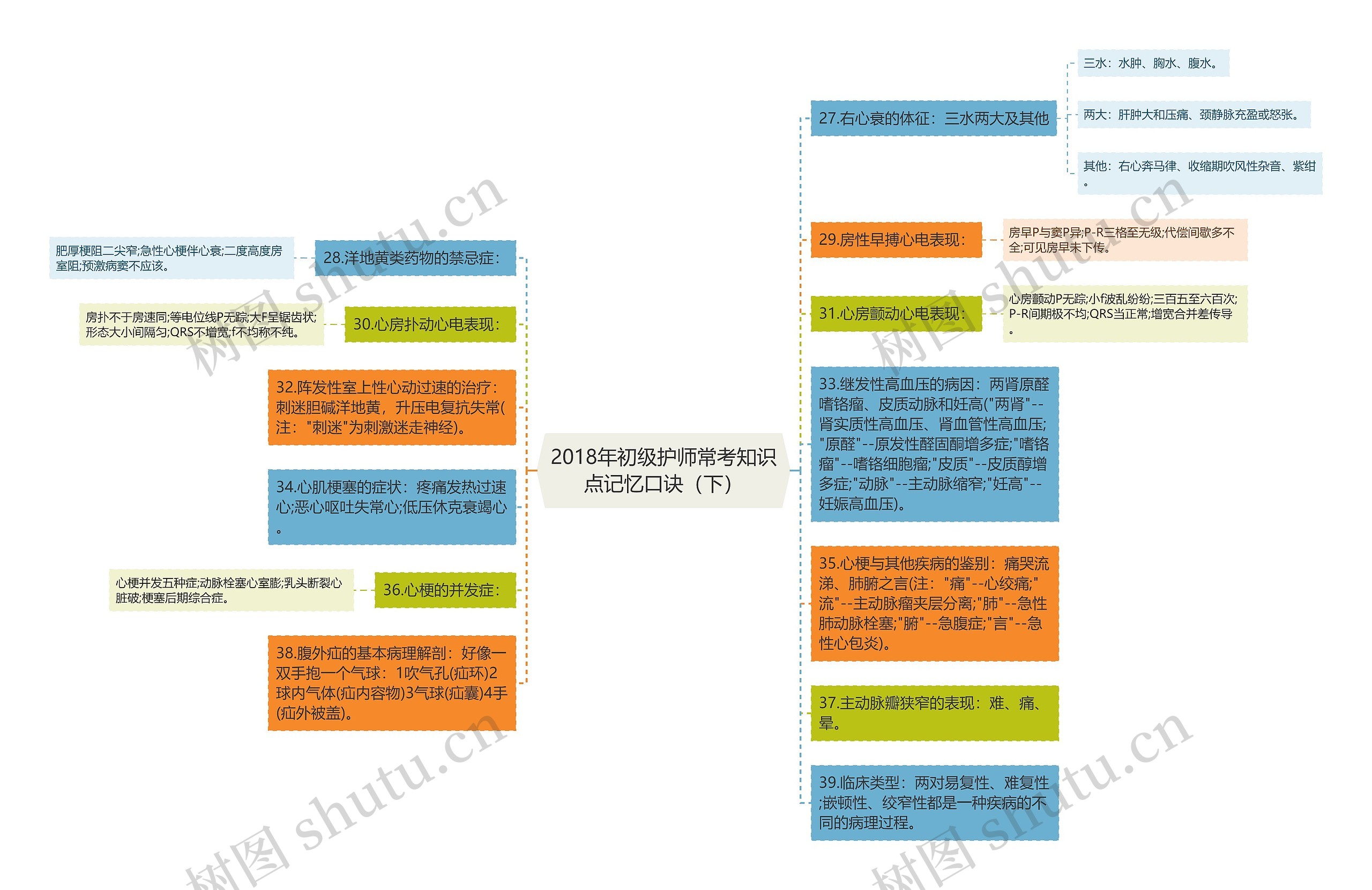 2018年初级护师常考知识点记忆口诀（下）思维导图