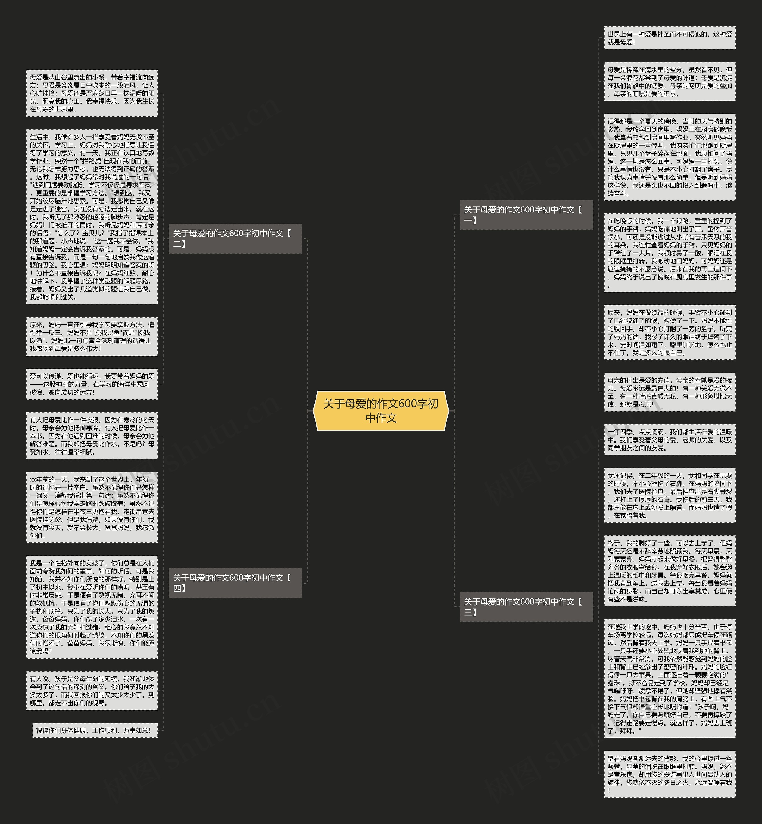 关于母爱的作文600字初中作文思维导图