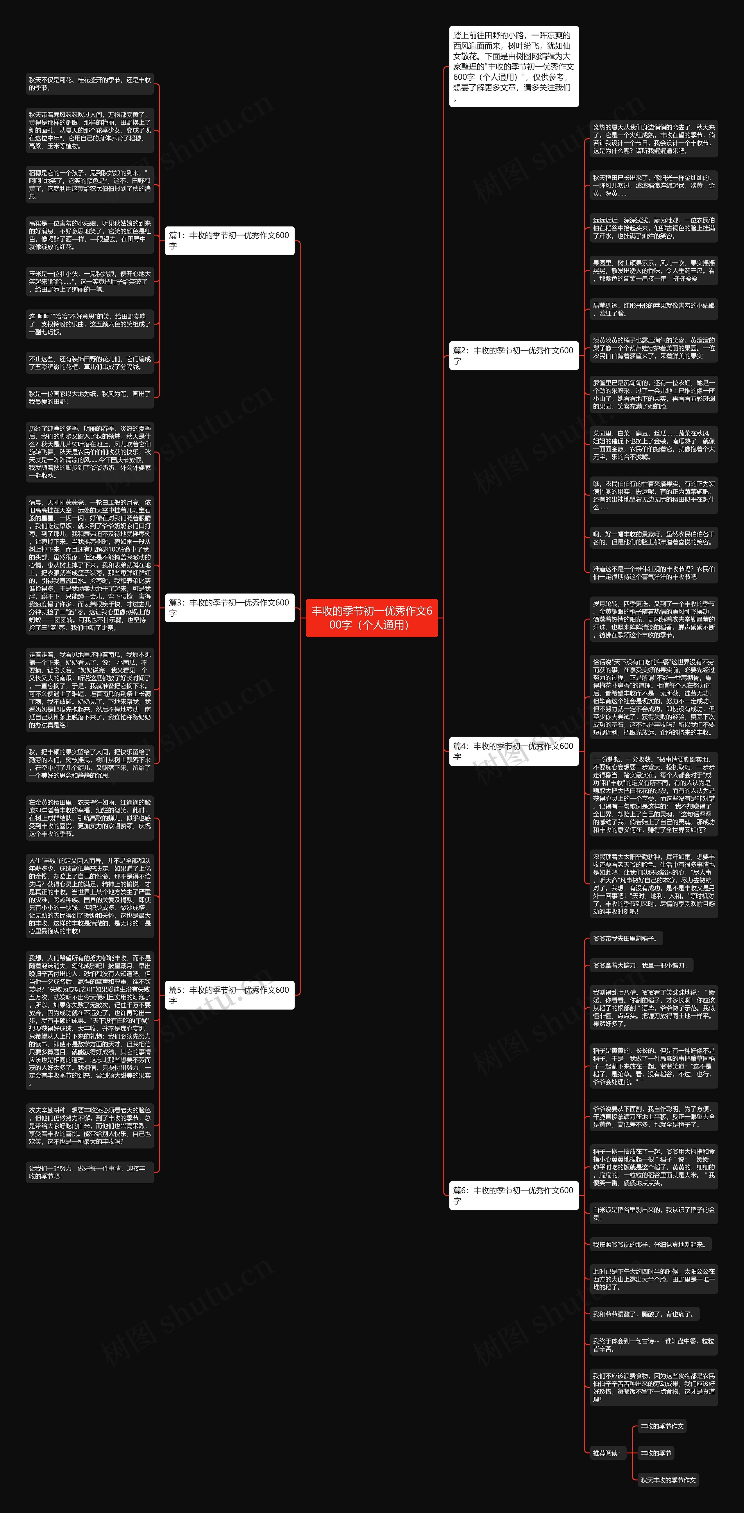 丰收的季节初一优秀作文600字（个人通用）思维导图