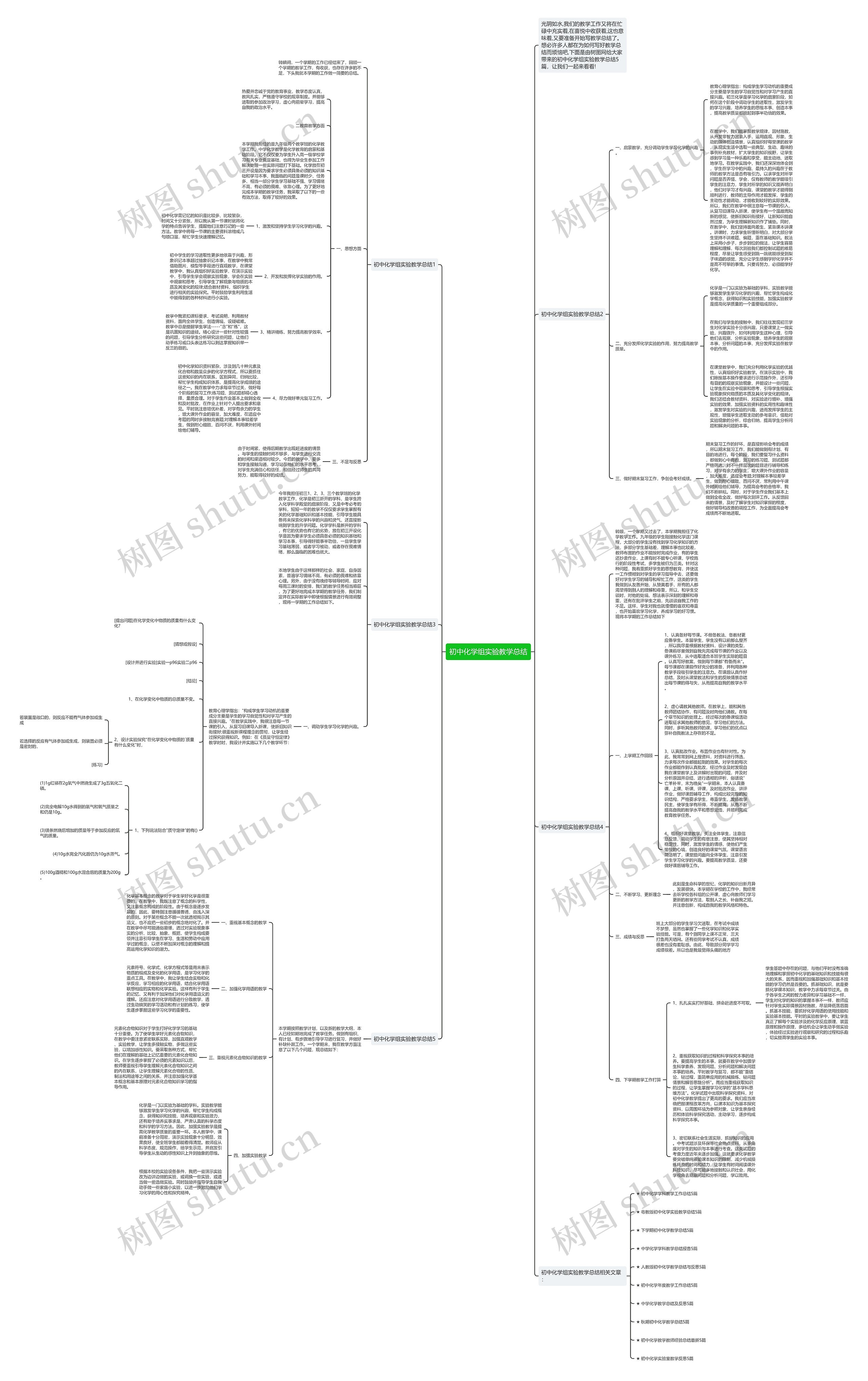 初中化学组实验教学总结思维导图