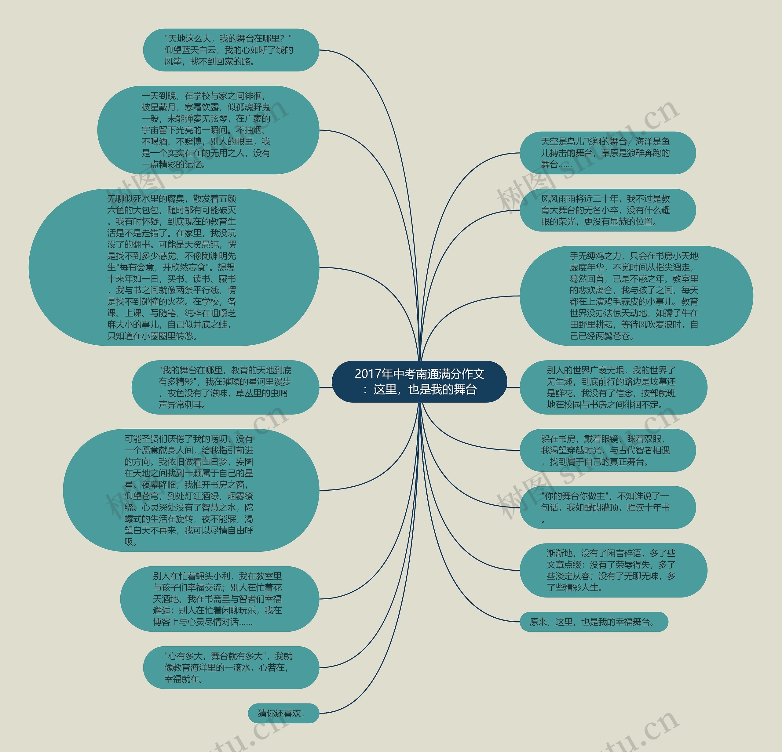 2017年中考南通满分作文：这里，也是我的舞台思维导图