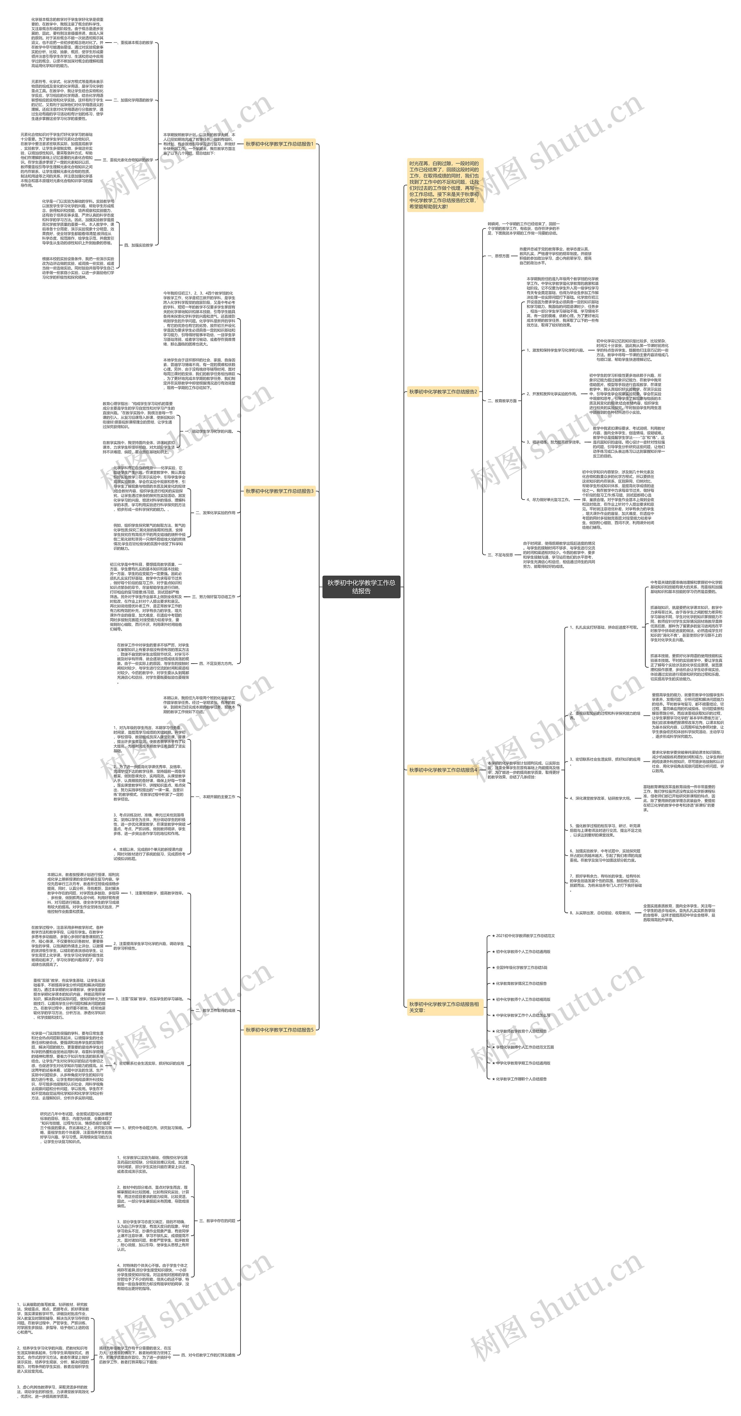 秋季初中化学教学工作总结报告思维导图