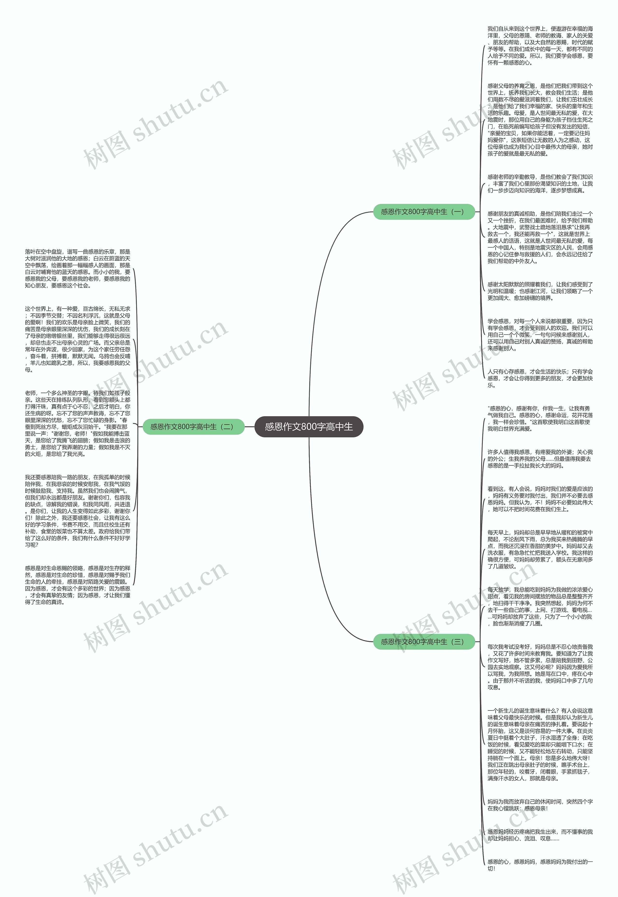 感恩作文800字高中生思维导图