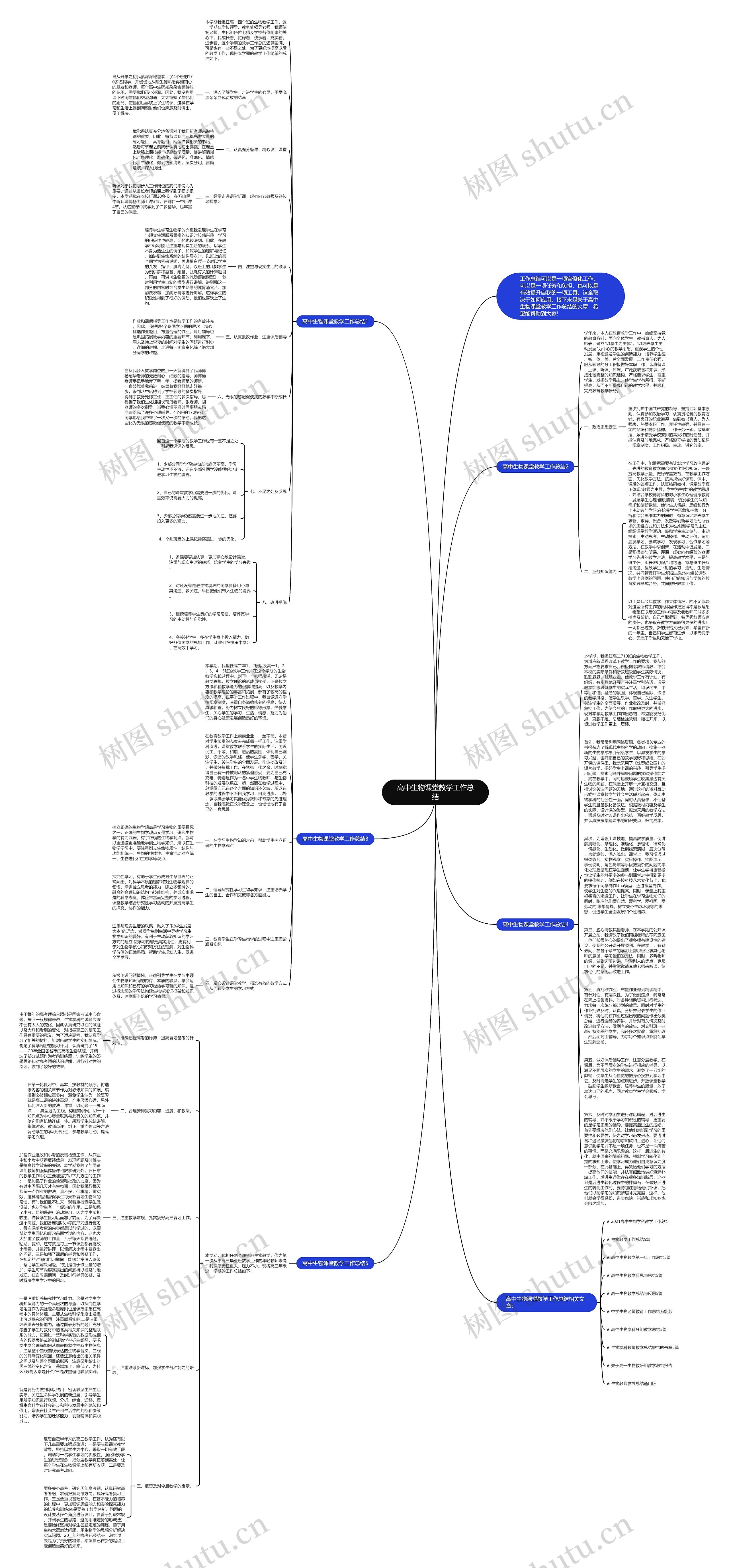 高中生物课堂教学工作总结思维导图