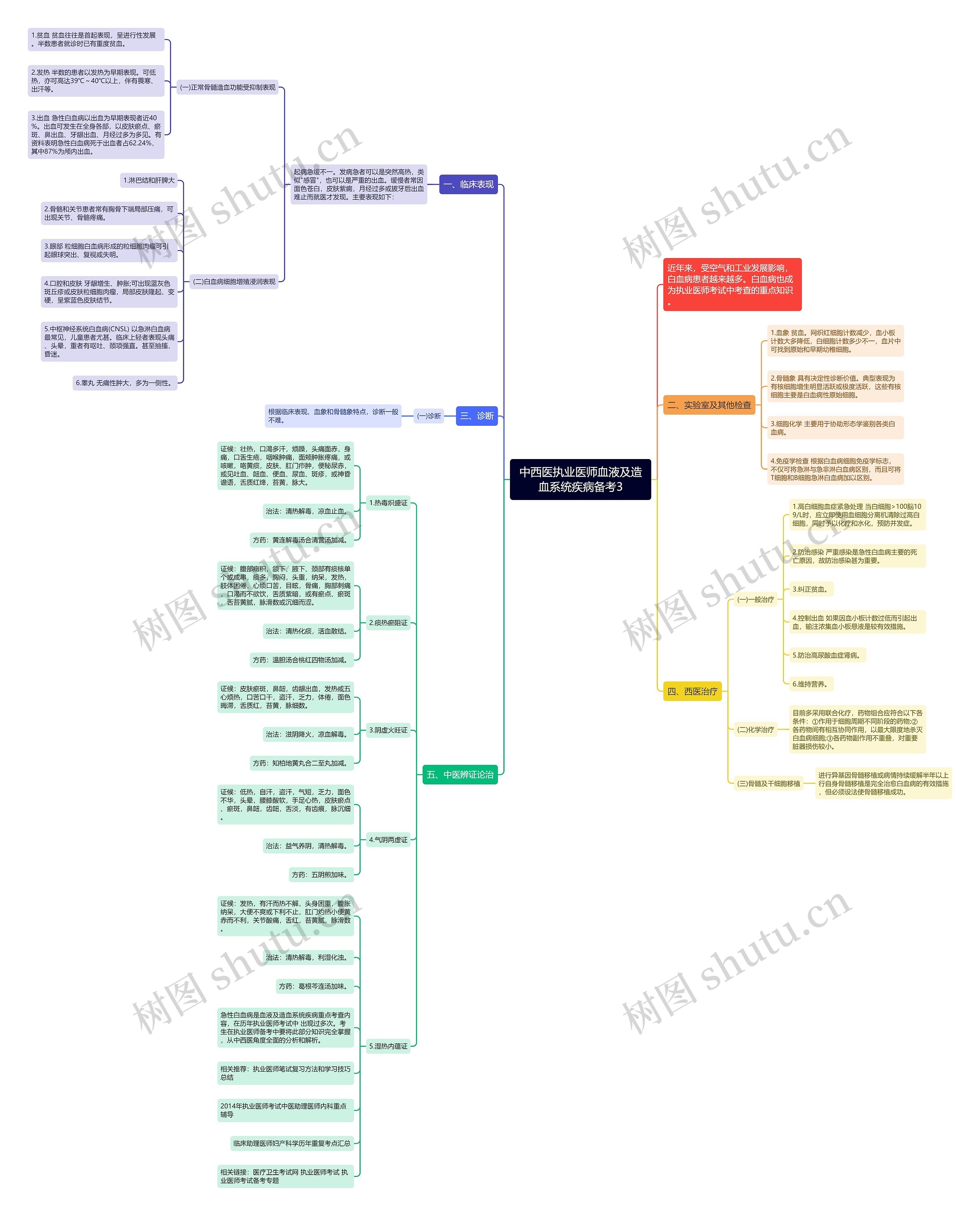 中西医执业医师血液及造血系统疾病备考3思维导图