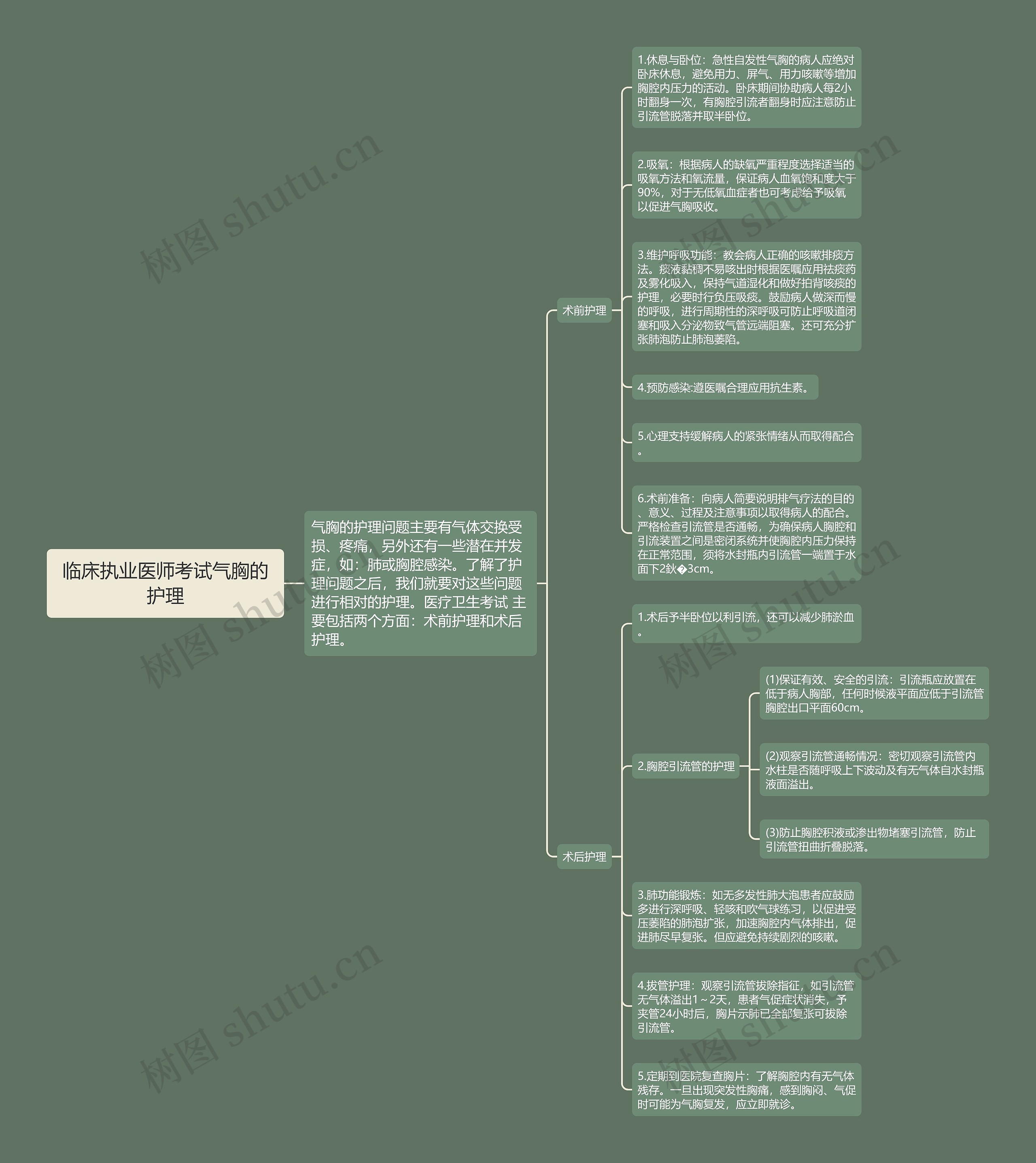 临床执业医师考试气胸的护理思维导图