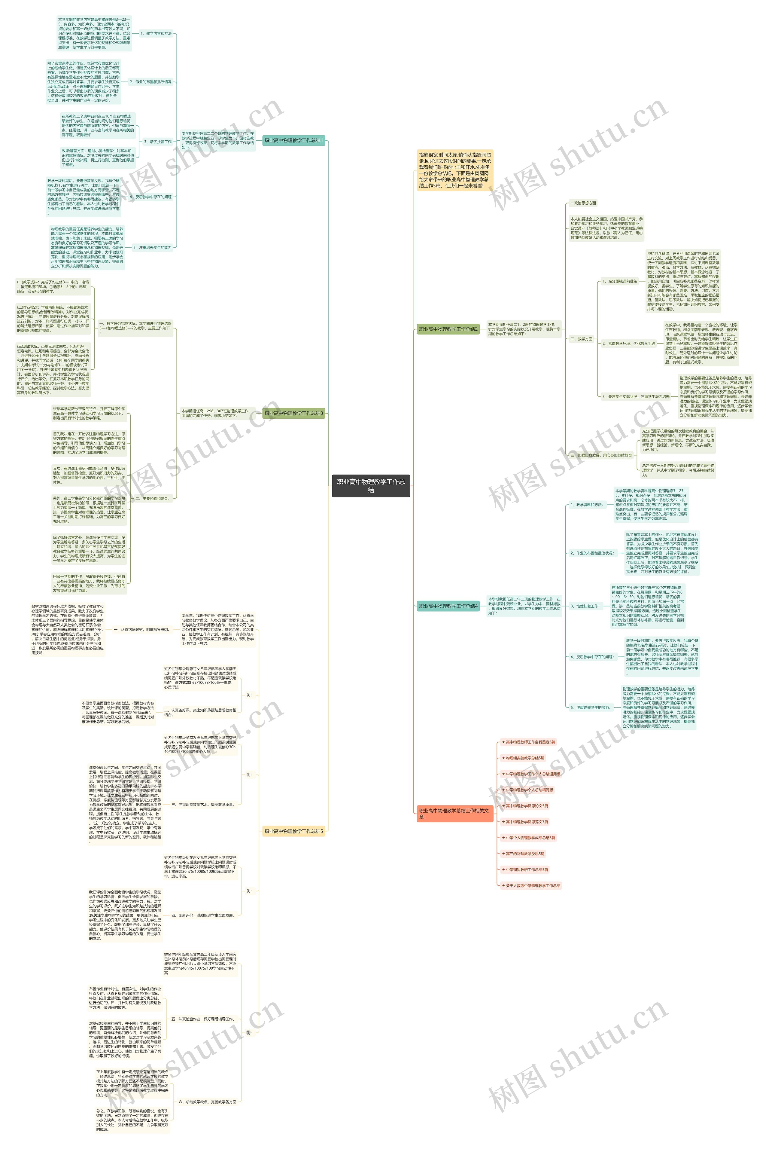职业高中物理教学工作总结思维导图