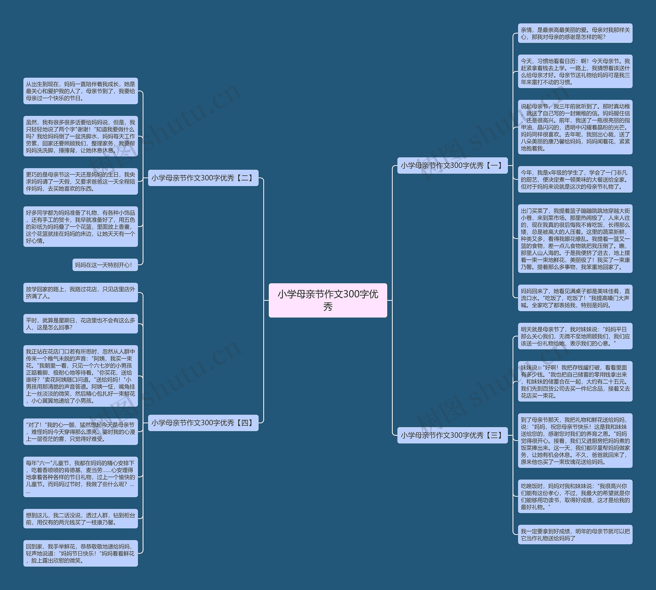 小学母亲节作文300字优秀思维导图