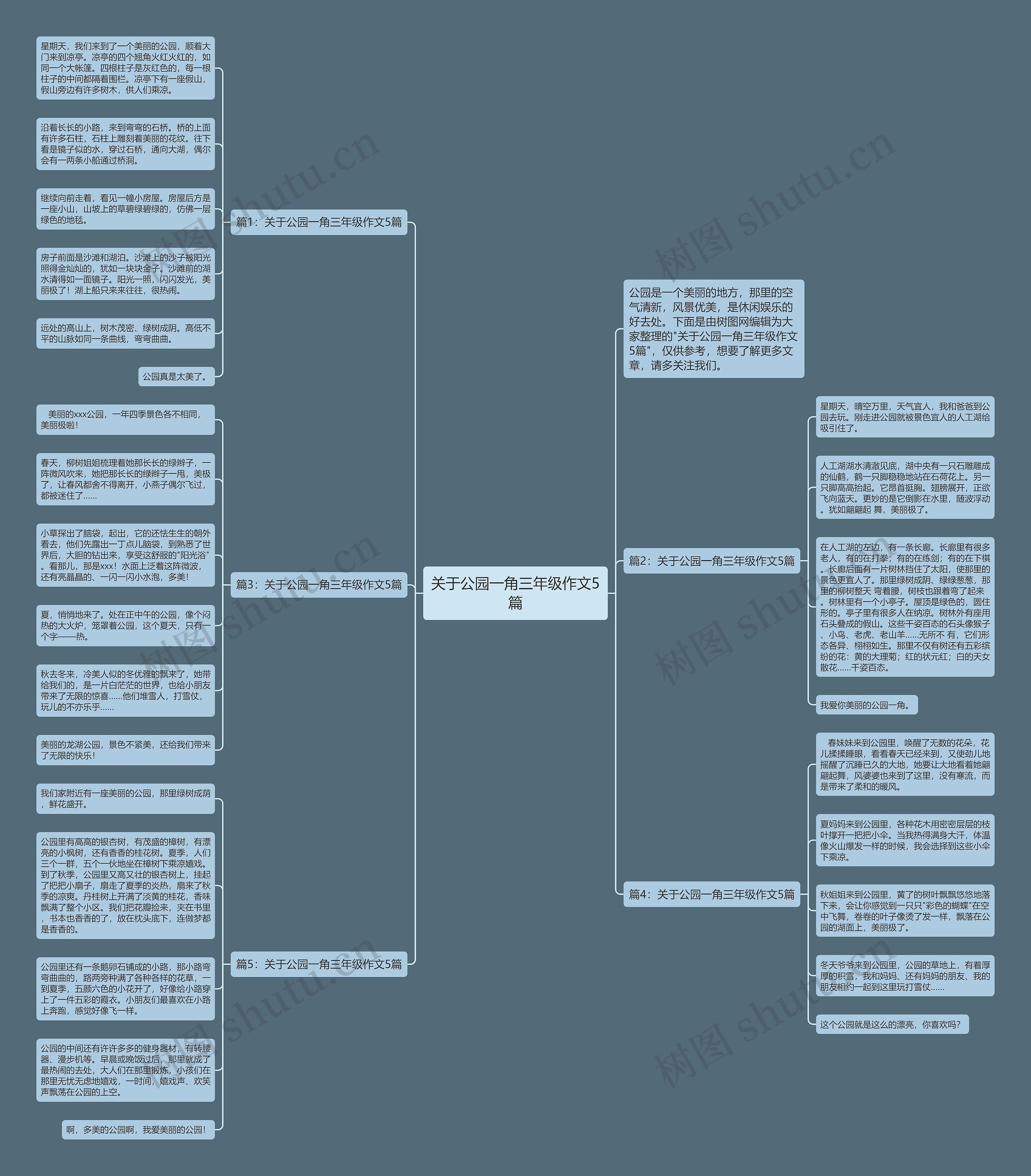 关于公园一角三年级作文5篇思维导图