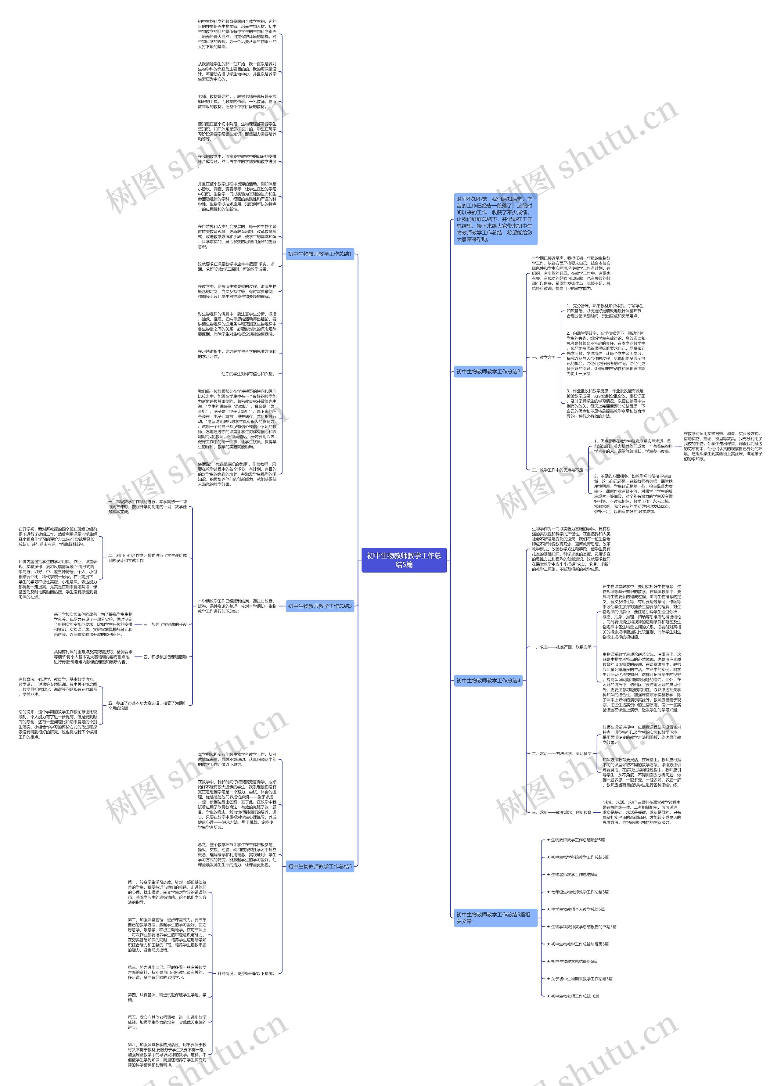 初中生物教师教学工作总结5篇思维导图