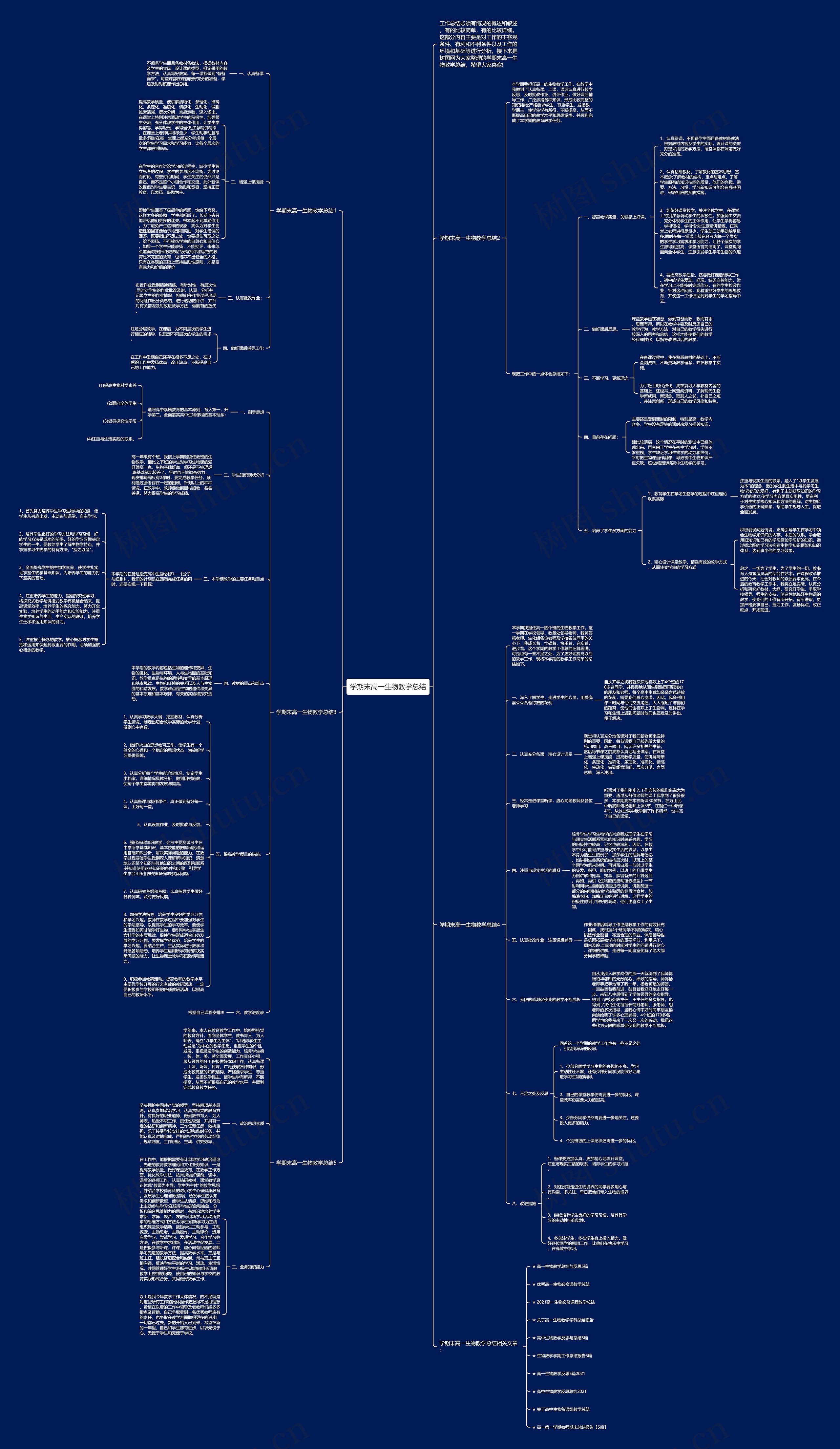 学期末高一生物教学总结思维导图