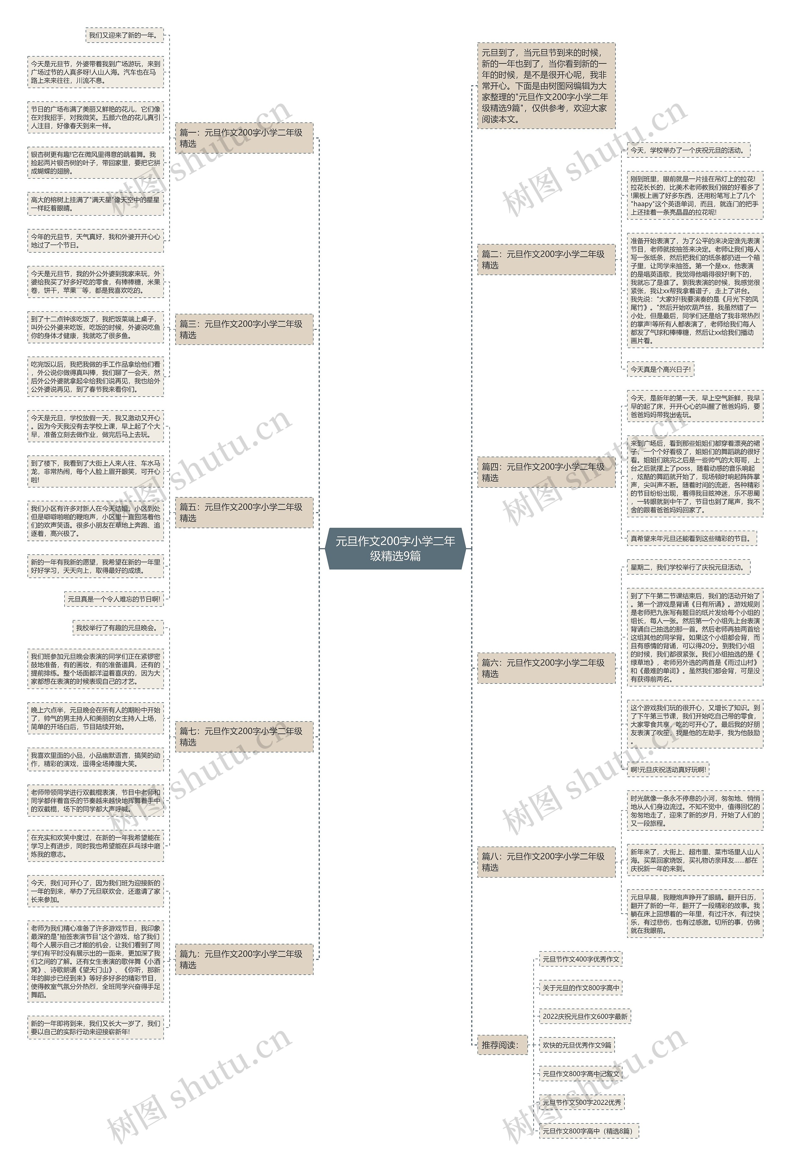 元旦作文200字小学二年级精选9篇思维导图
