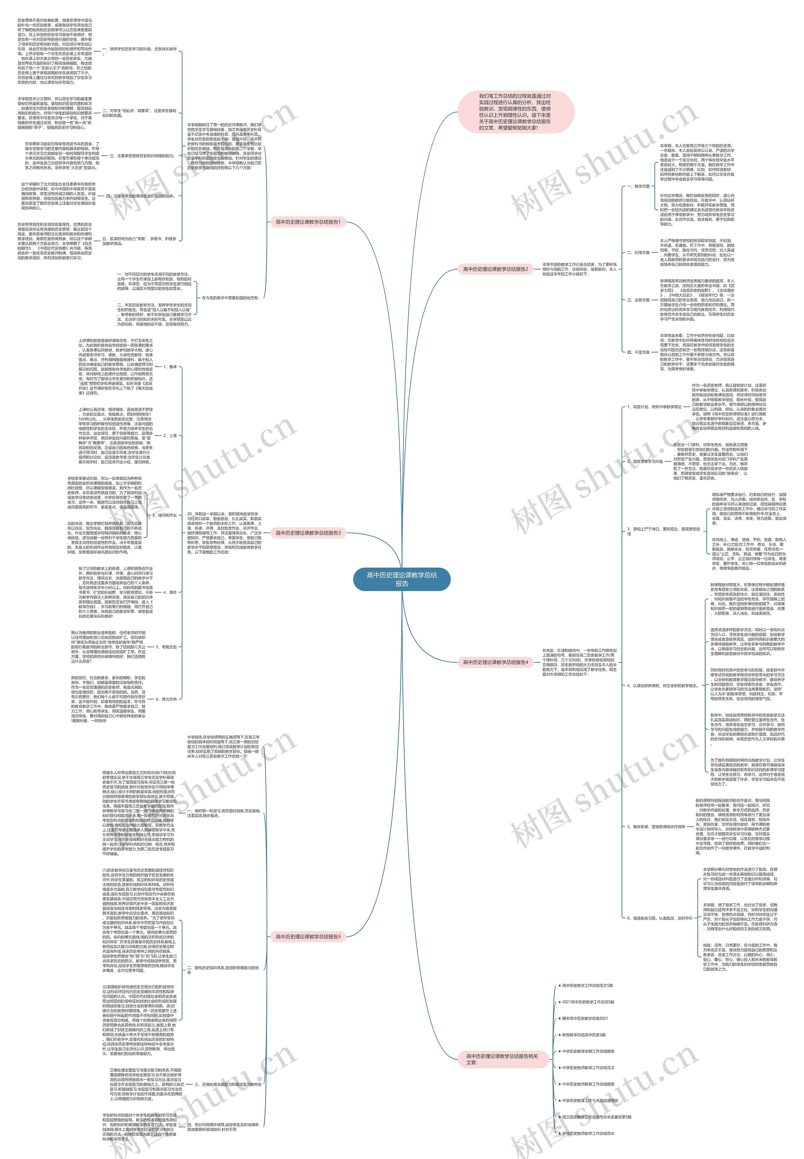 高中历史理论课教学总结报告思维导图