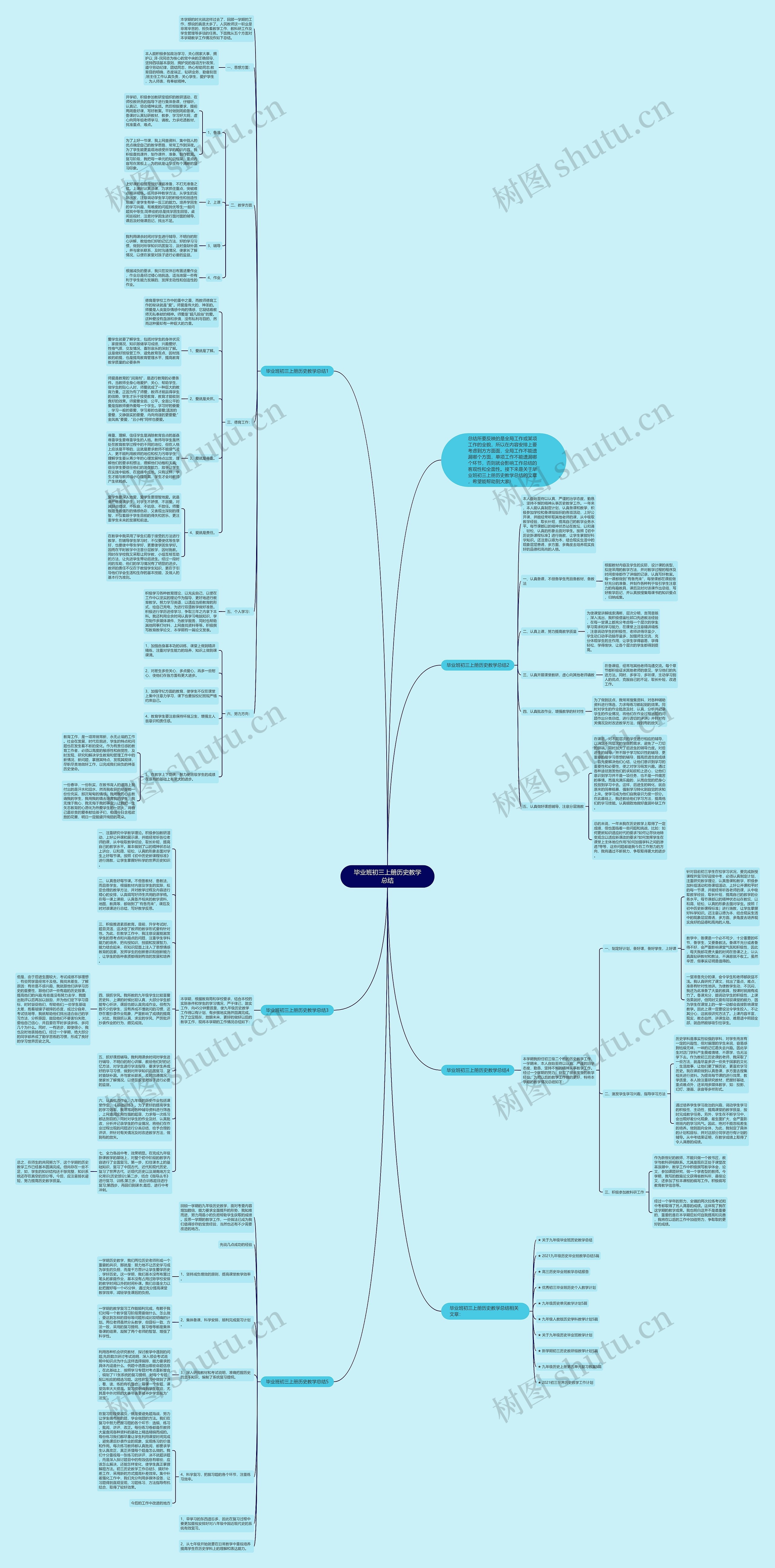 毕业班初三上册历史教学总结思维导图