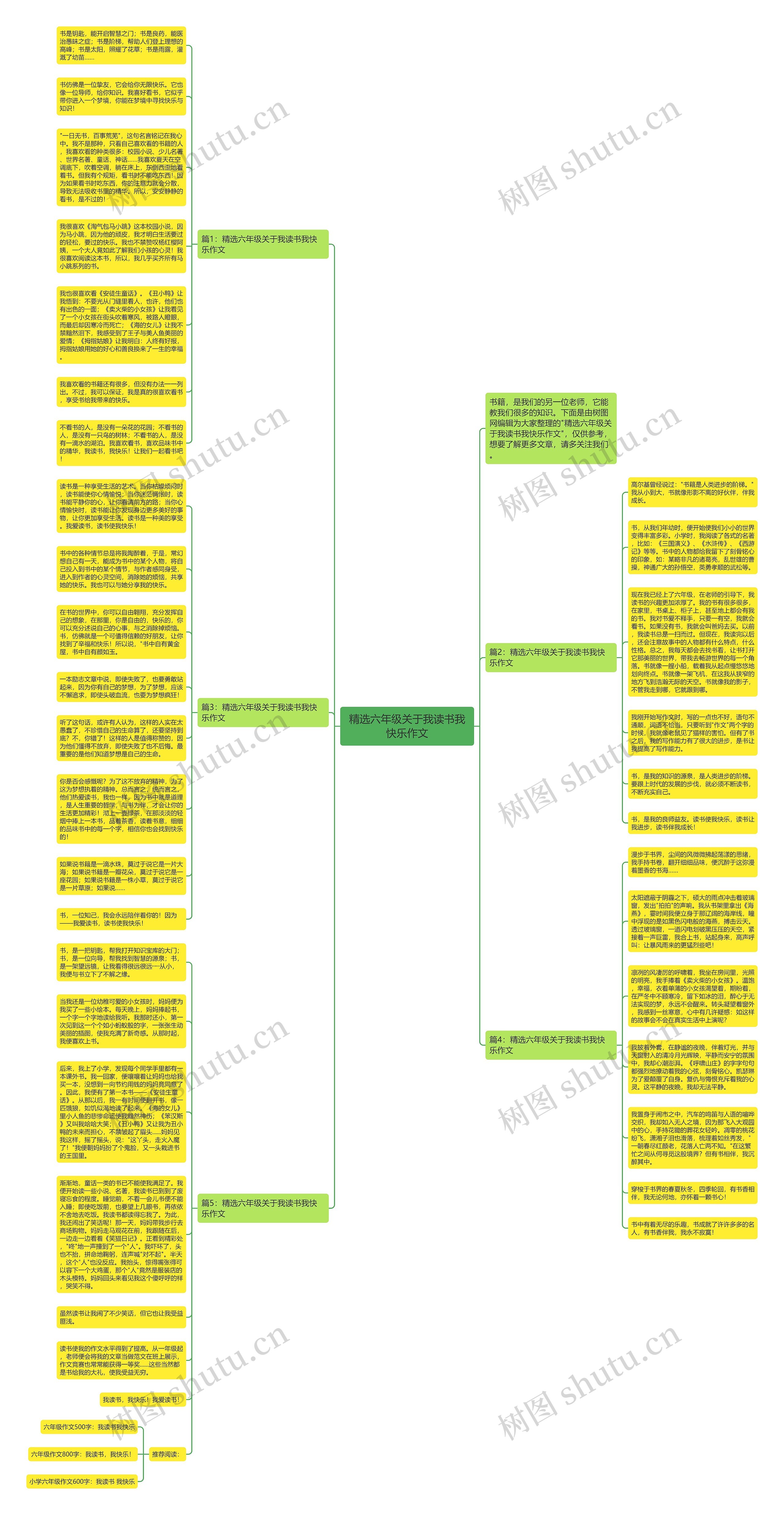 精选六年级关于我读书我快乐作文思维导图
