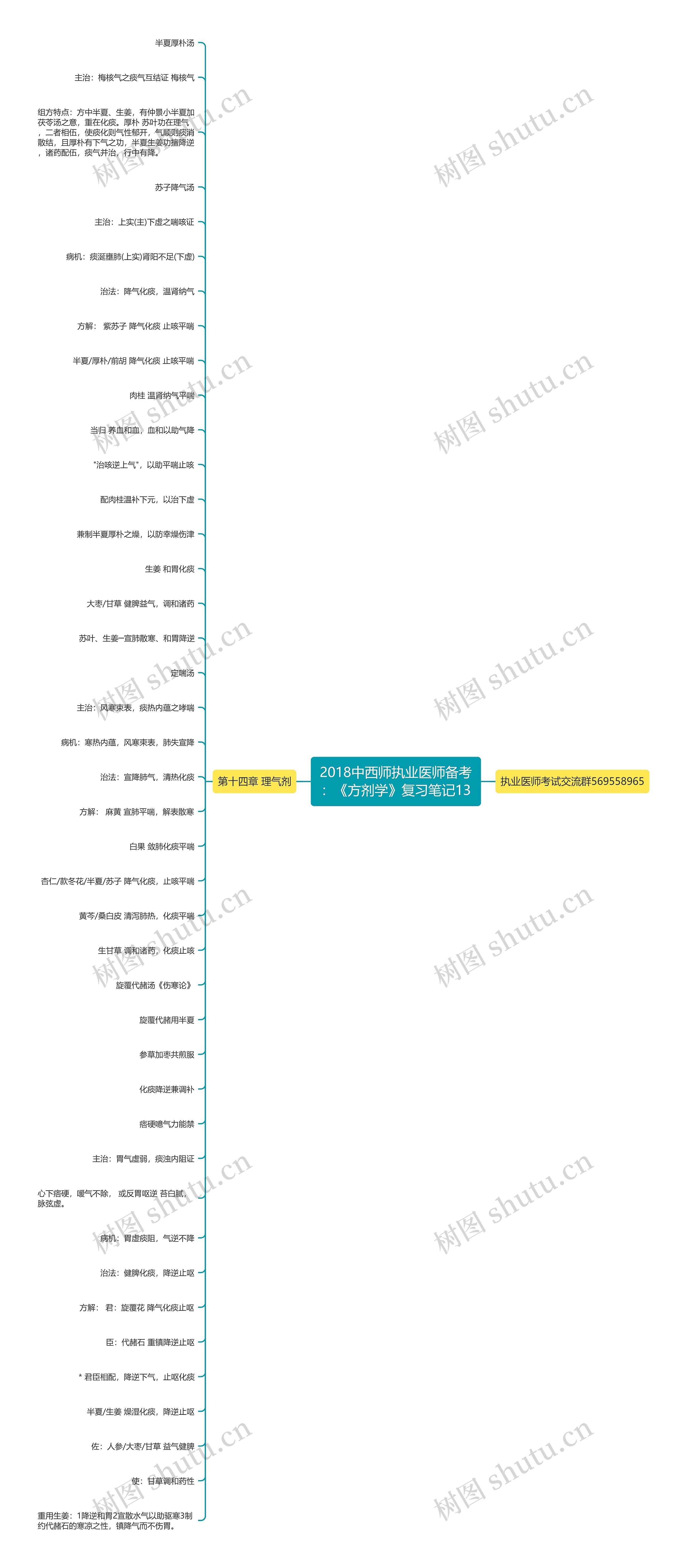 2018中西师执业医师备考：《方剂学》复习笔记13思维导图