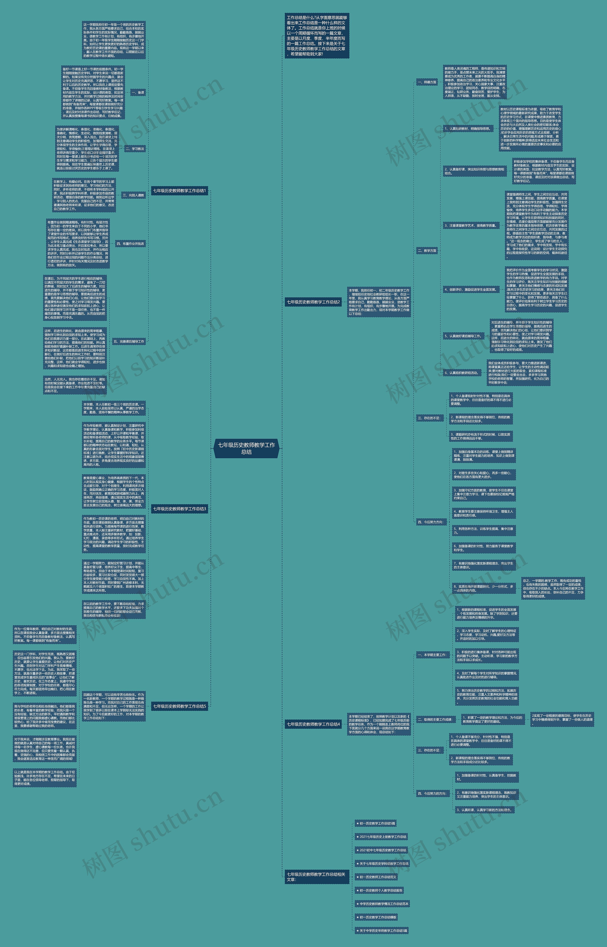 七年级历史教师教学工作总结思维导图