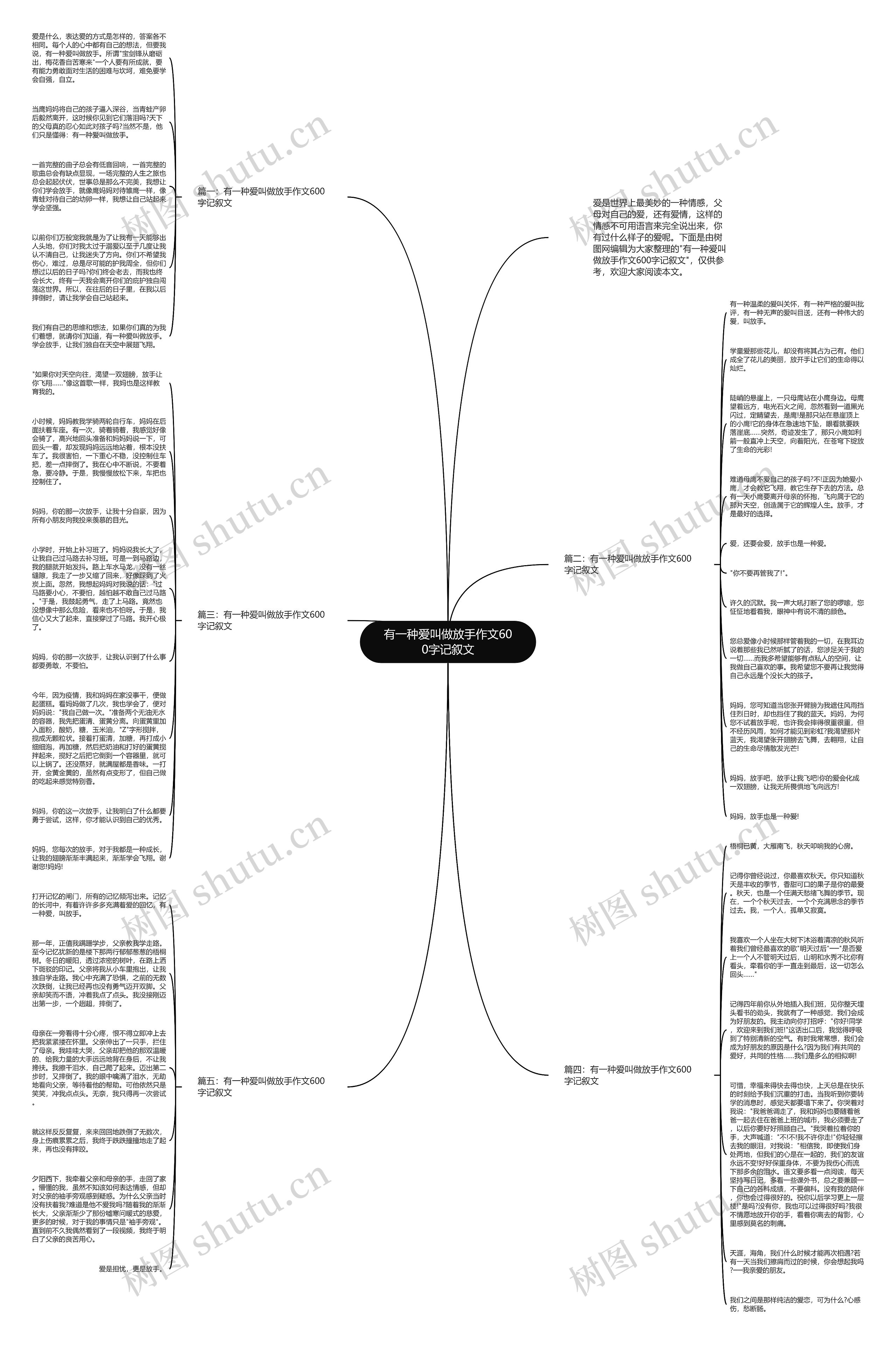 有一种爱叫做放手作文600字记叙文思维导图