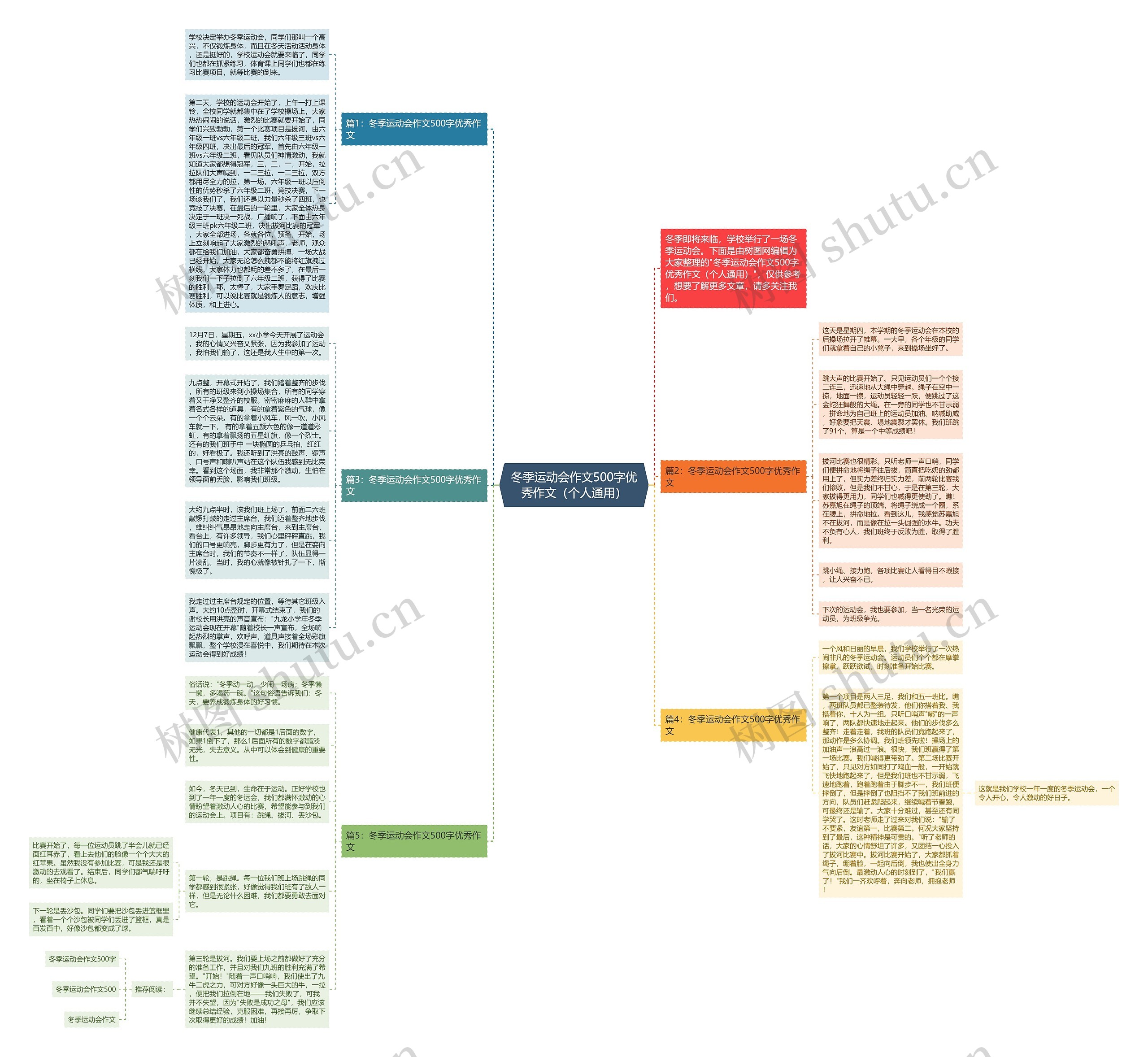 冬季运动会作文500字优秀作文（个人通用）思维导图